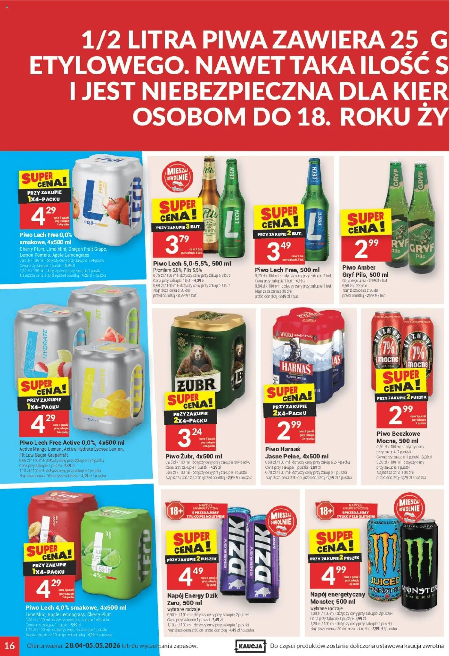 Twój Market gazetka od 28.04.2026 | Strona: 16 | Produkty: Mango, Napoje, Pączki, Piwo