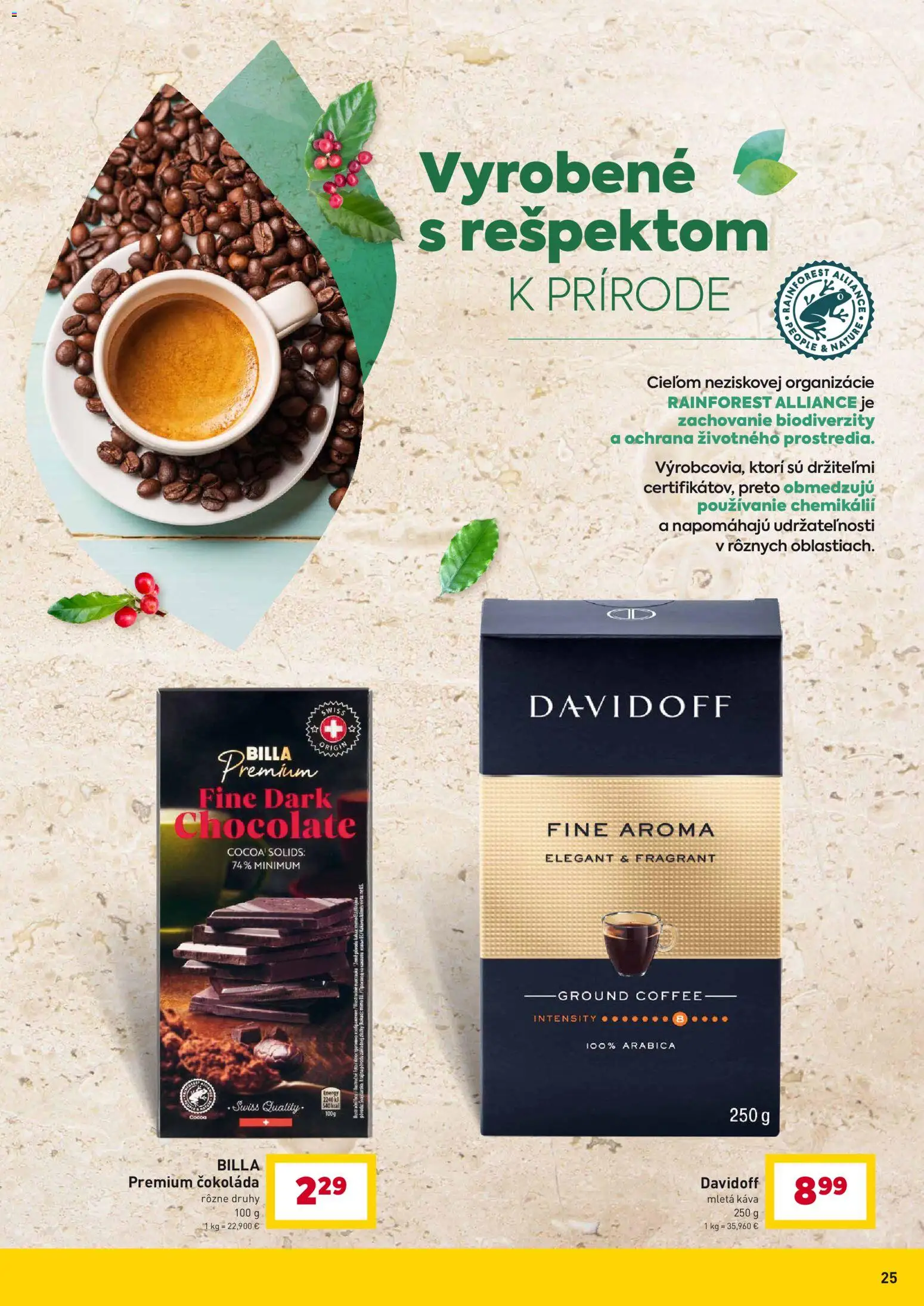 Nové Billa akcie – leták je platný od 07.04.2026 | Strana: 25 | Produkty: Davidoff, Káva, Čokoláda