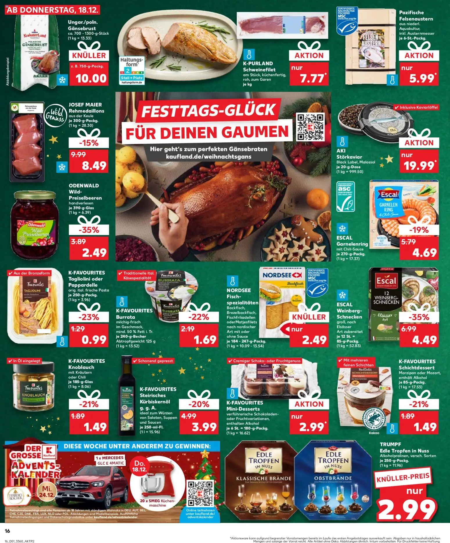 Kaufland prospekt Frankfurt (Oder)	 – gültig ab 21.12.2025 | Seite: 16 | Produkte: Schweinefilet, Burrata, Chili, Kuchen