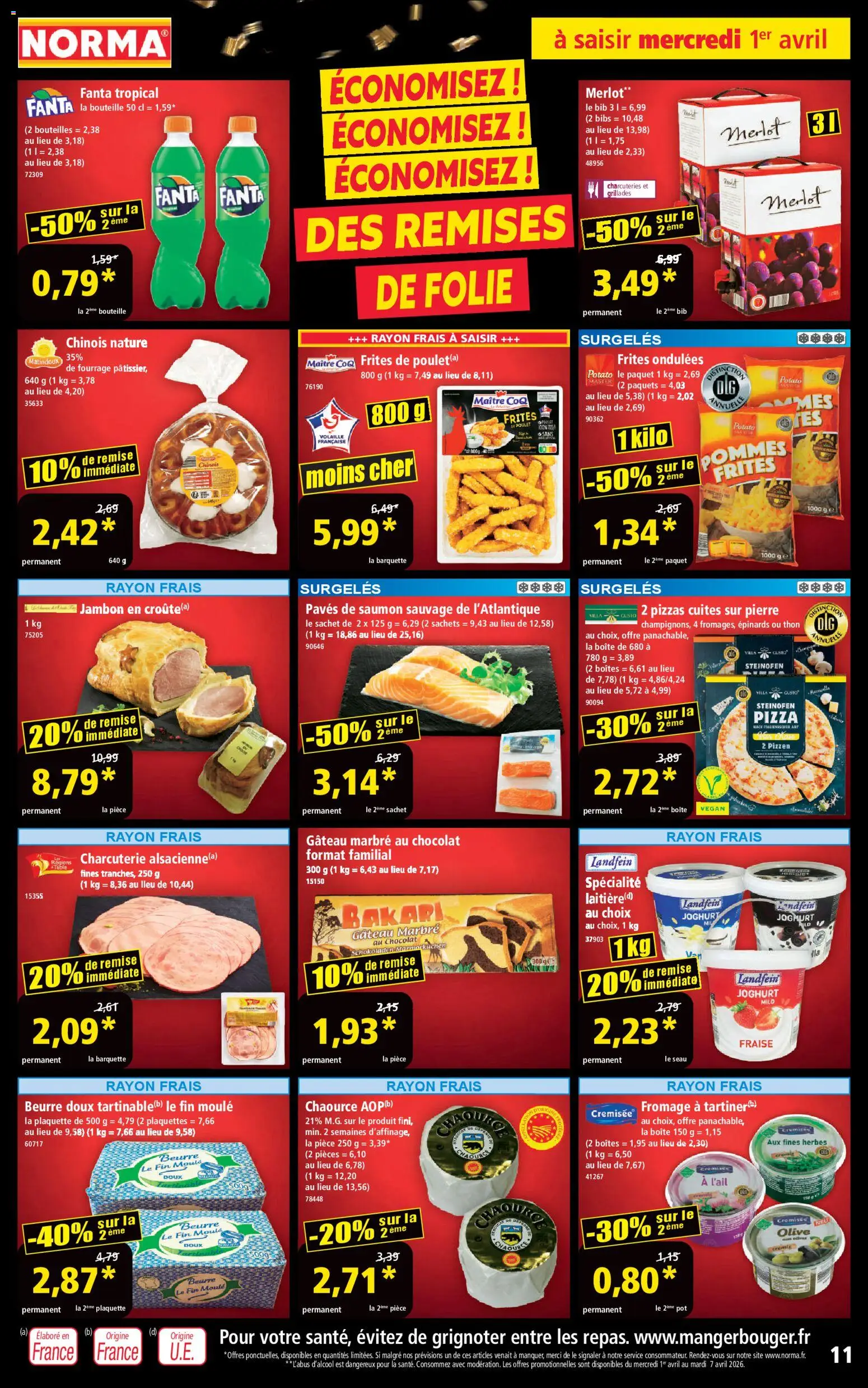 {H1} | Page: 11 | Produits: Frites, Pizza, Saumon, Beurre doux