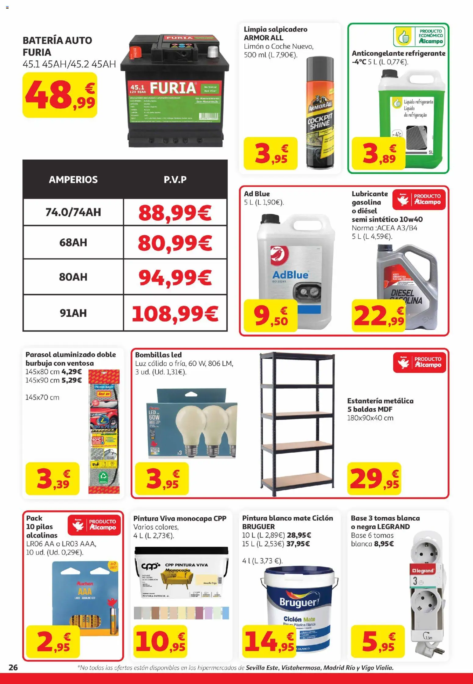 Alcampo Canarias │ válido desde el 21.04.2026 | Página: 26 | Productos: Noodles αυγού, Aceite, Pintura plástica, Batería