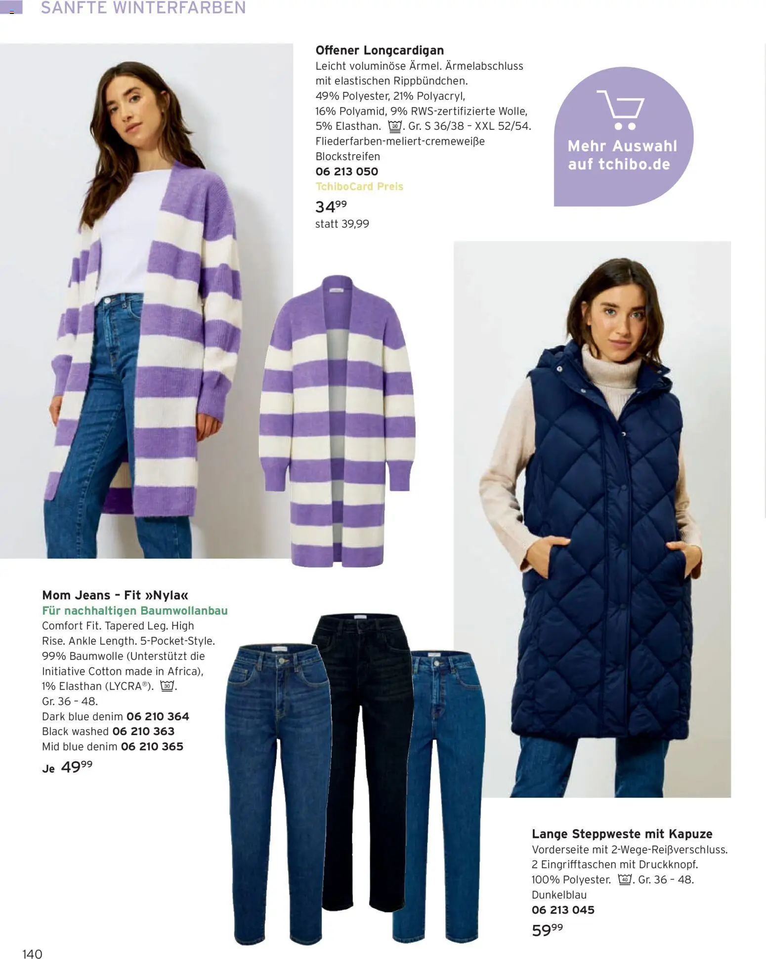 Tchibo Katalog Advent 2025 – gültig ab 14.11.2025 | Seite: 140 | Produkte: Steppweste, Jeans