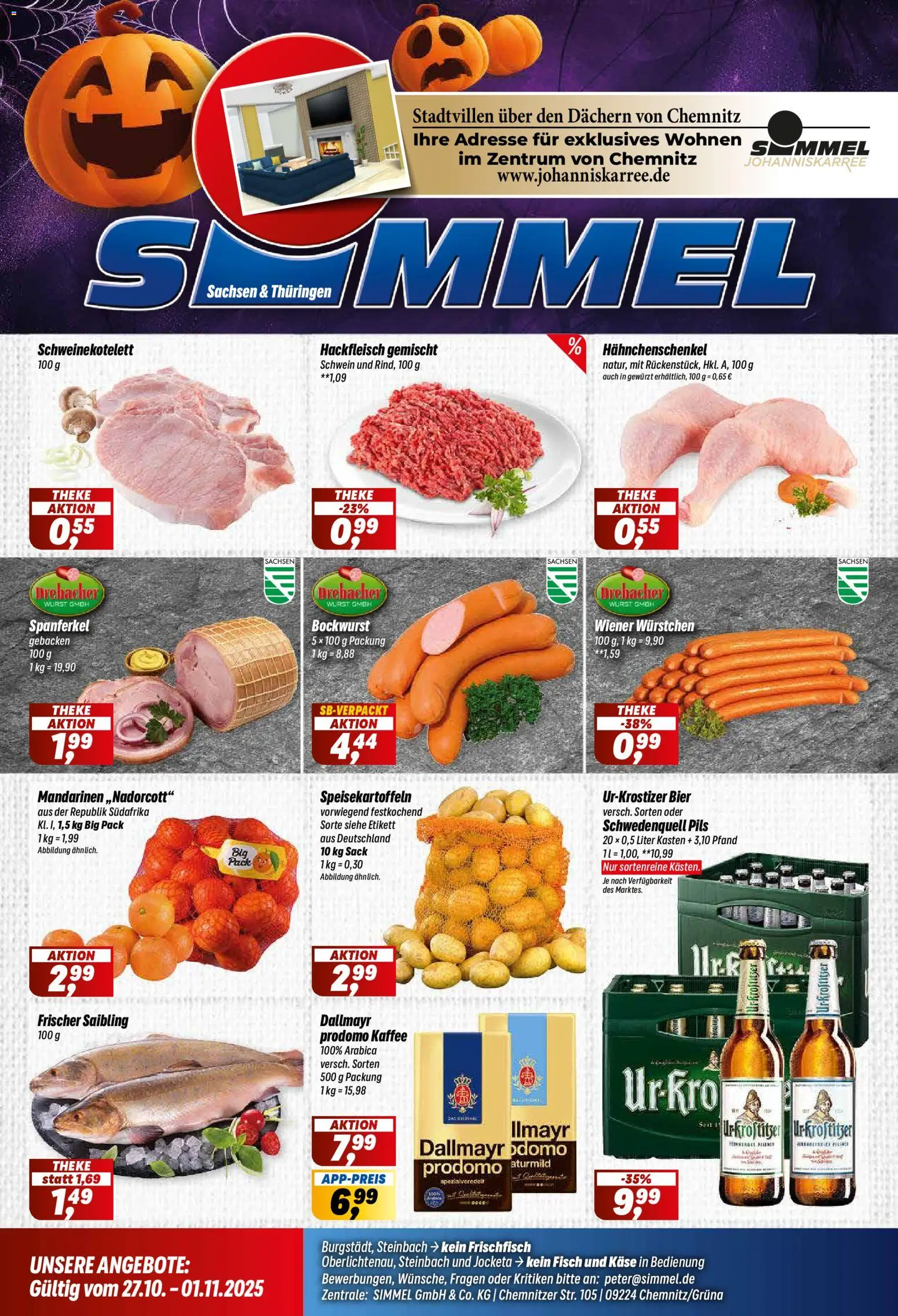 Simmel Prospekt 	 – gültig ab 27.10.2025 | Seite: 1 | Produkte: Bockwurst, Bier, Mandarinen, Wurst