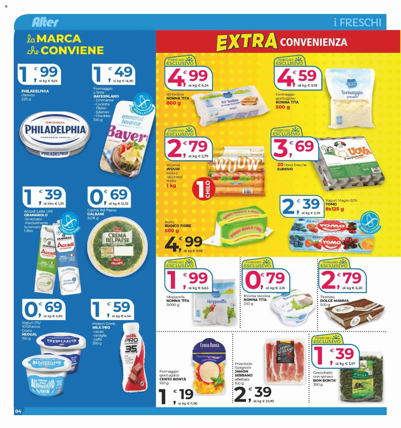 Volantino Alter Discount del 17.10.2025 | Pagina: 4 | Prodotti: Crema, Yogurt, Pollo, Latte