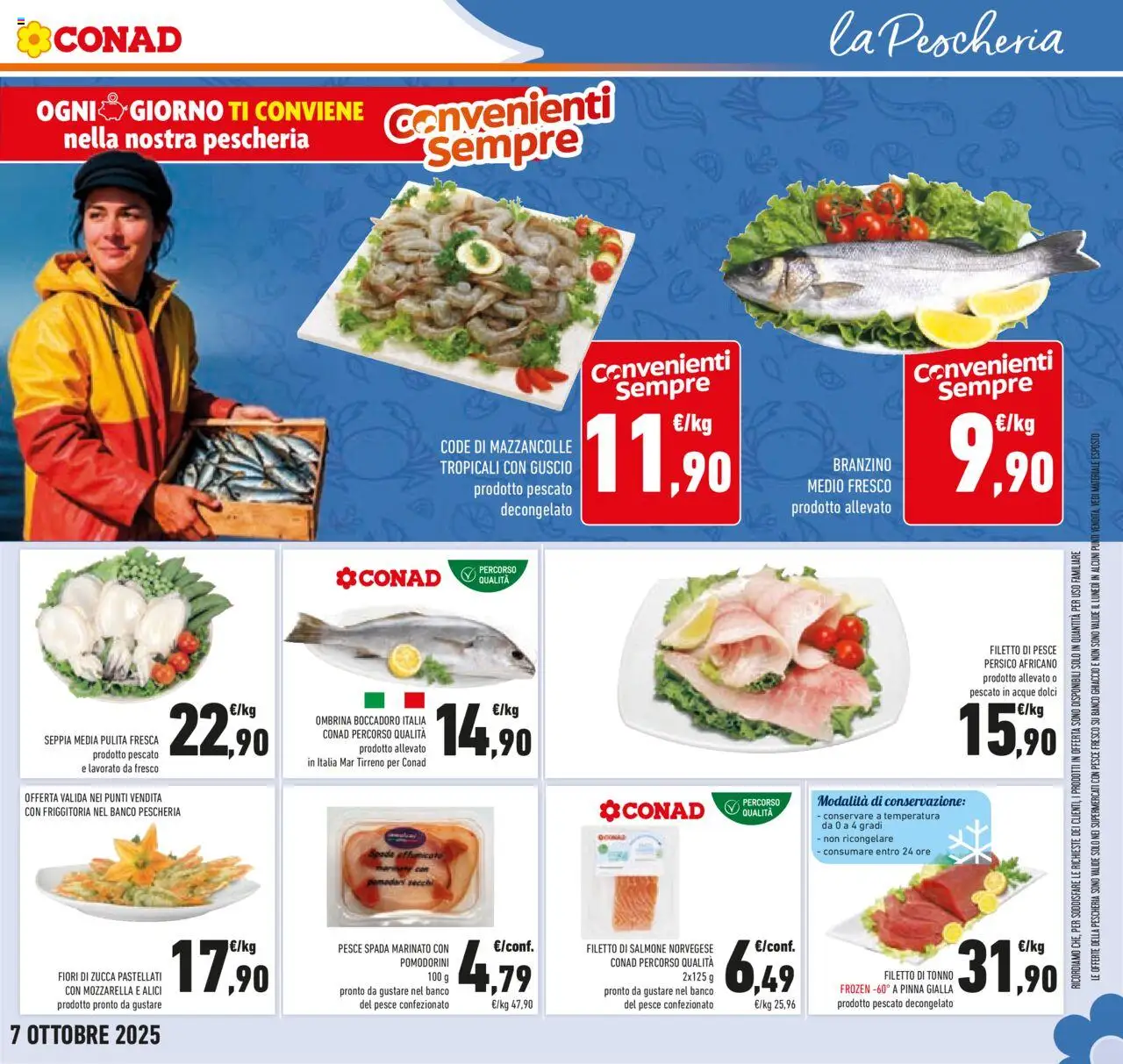 Volantino Conad del 24.09.2025 | Pagina: 21 | Prodotti: Salmone, Pesce, Pomodori, Pesce spada