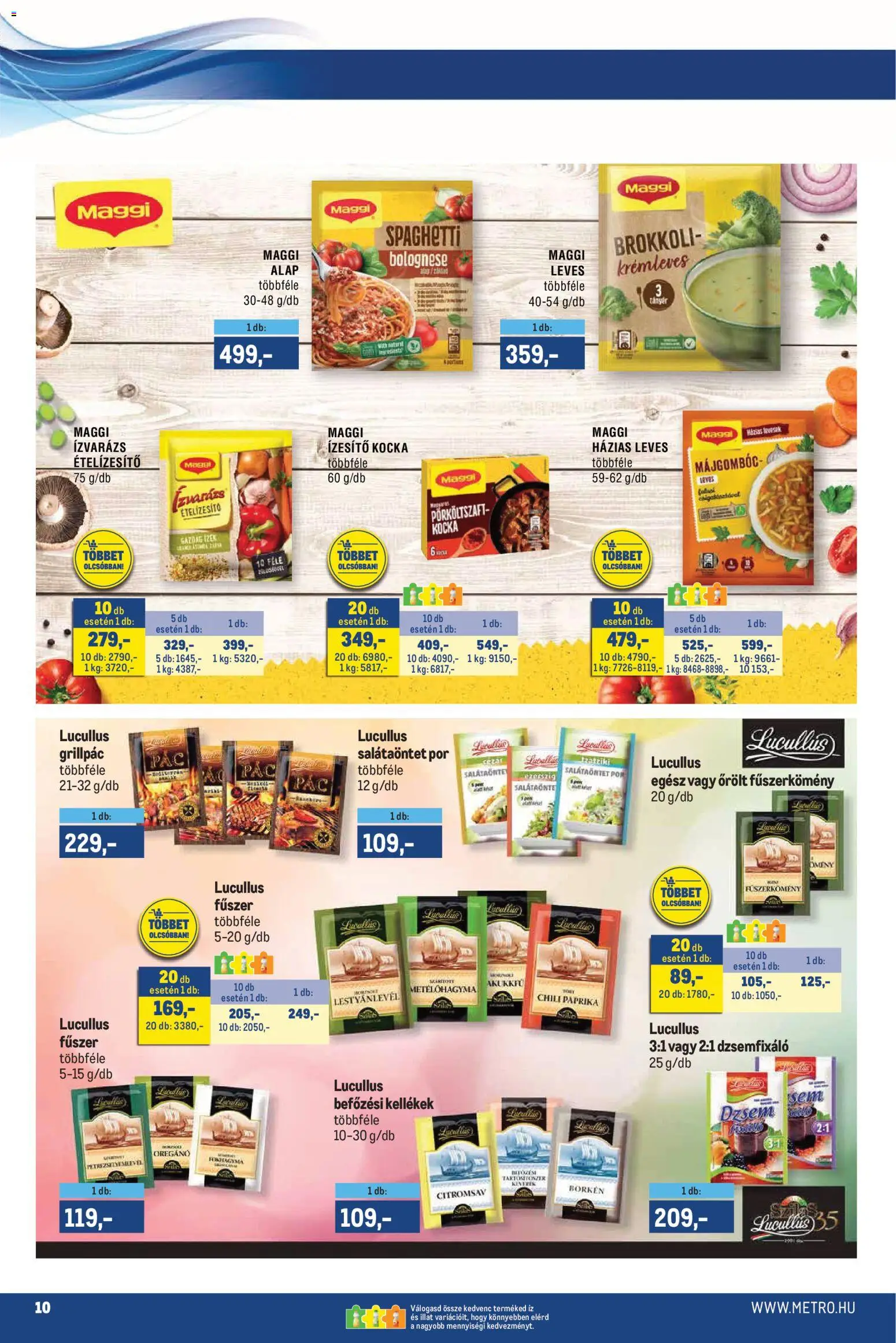 Metro akciós ujság - amely érvényes a következő dátumtól: 02.05.2026 | Oldal: 10 | Termékek: Maggi, Dzsem, Tányér, Ételízesítő
