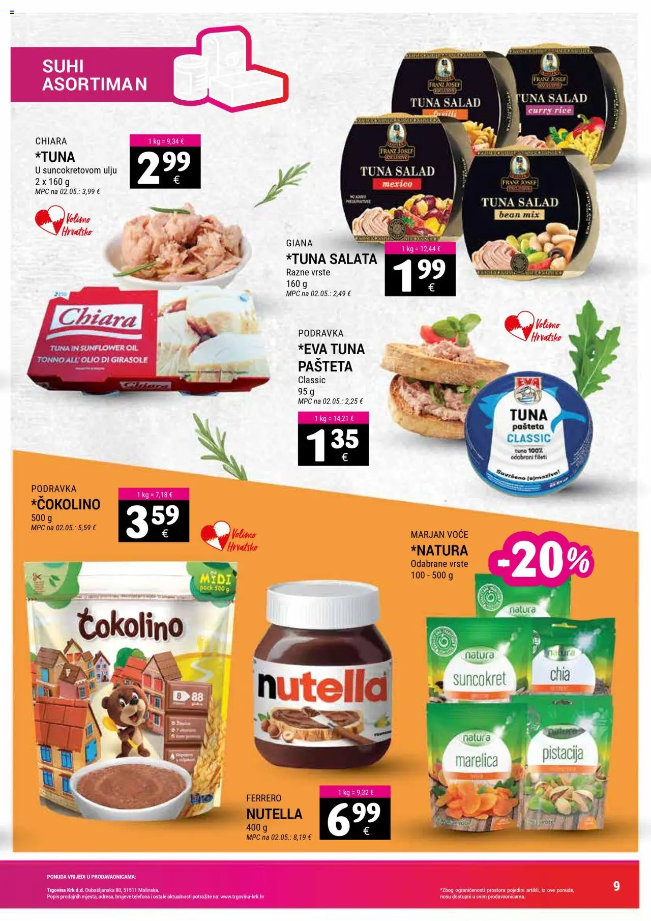 Trgovina Krk katalog | vrijedi od 01.10.2025 | Stranica: 9 | Proizvodi: Podravka, Salata, Tuna, Čokolino