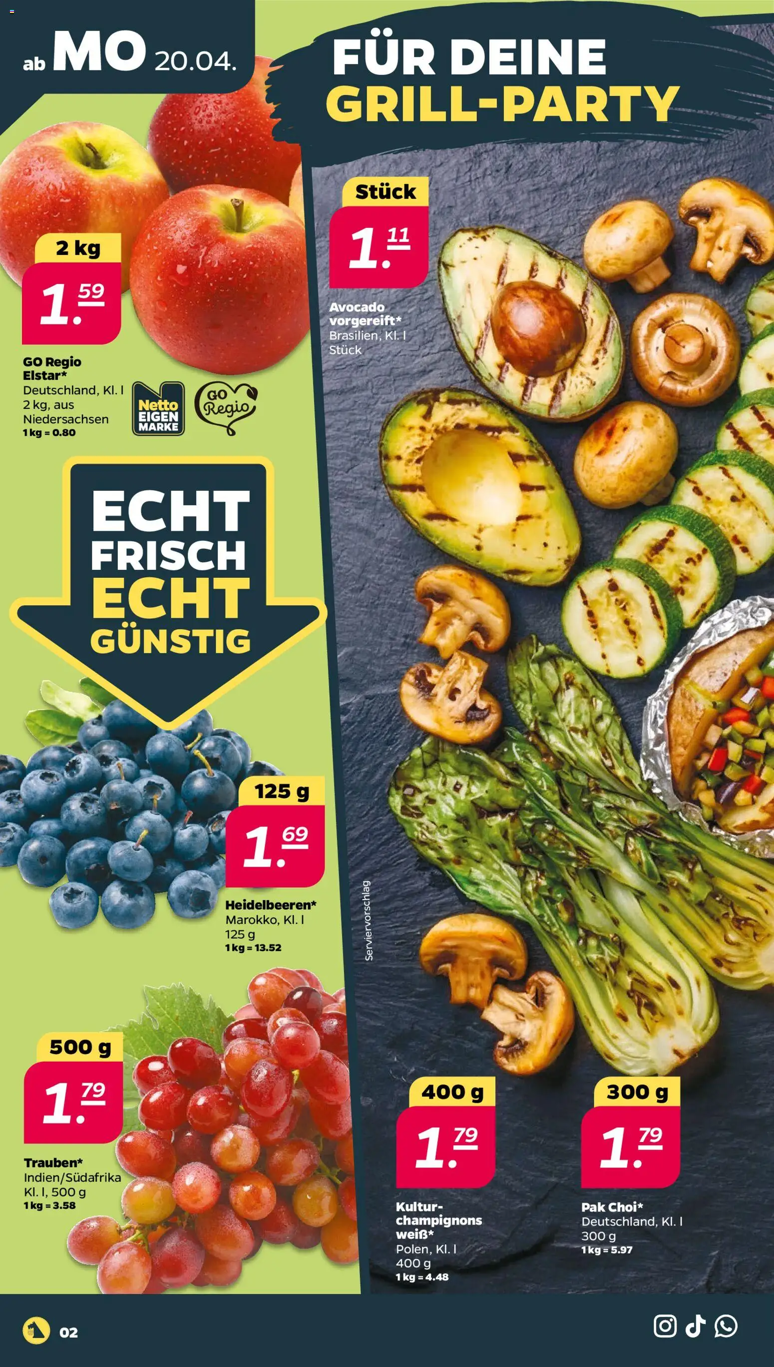 Netto Prospekt 	 – gültig ab 20.04.2026 | Seite: 2 | Produkte: Avocado, Champignons