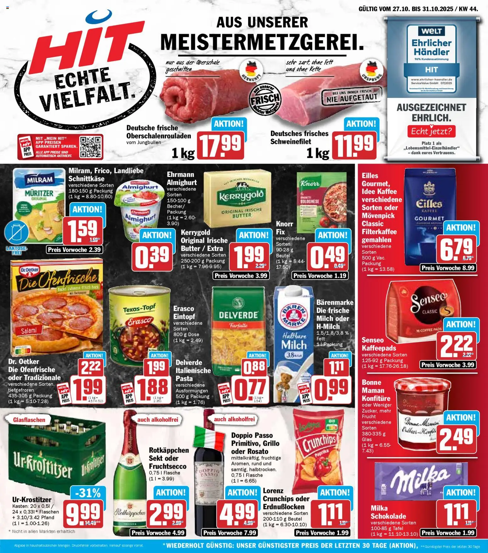 HIT - Sachsen – gültig ab 27.10.2025 | Seite: 1 | Produkte: Butter, Schweinefilet, Paprika, Erasco