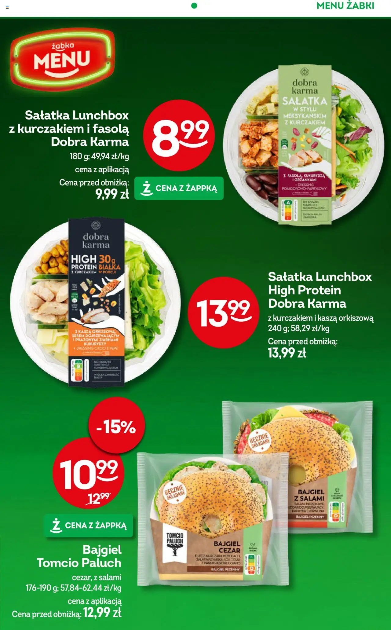 Żabka Gazetka od 08.10.2025 | Strona: 53 | Produkty: Filet z kurczaka, Kasza orkiszowa, Salami, Sałatka