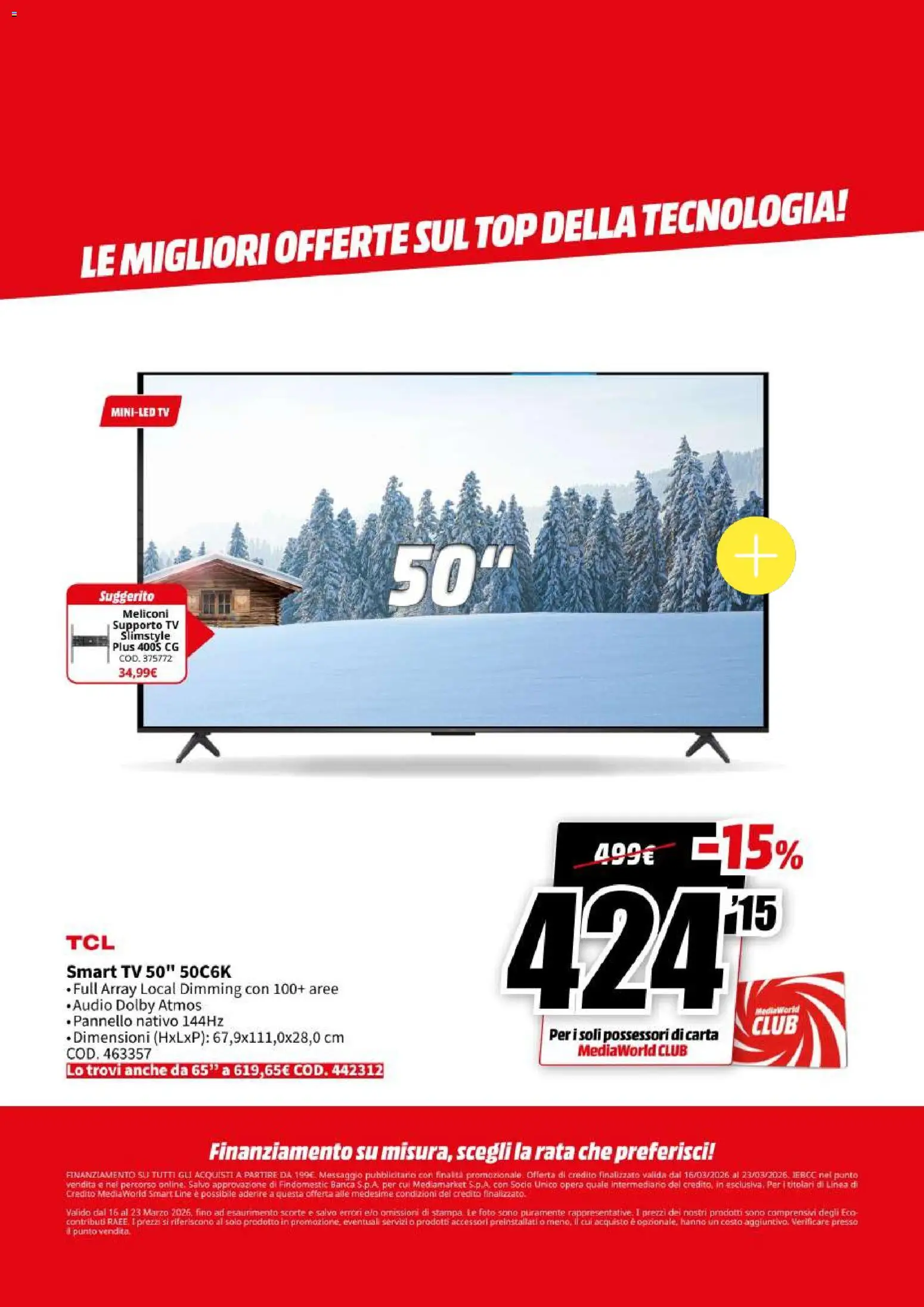 Volantino Media World del 16.03.2026 | Pagina: 5 | Prodotti: smart TV, Top, TV, Audio