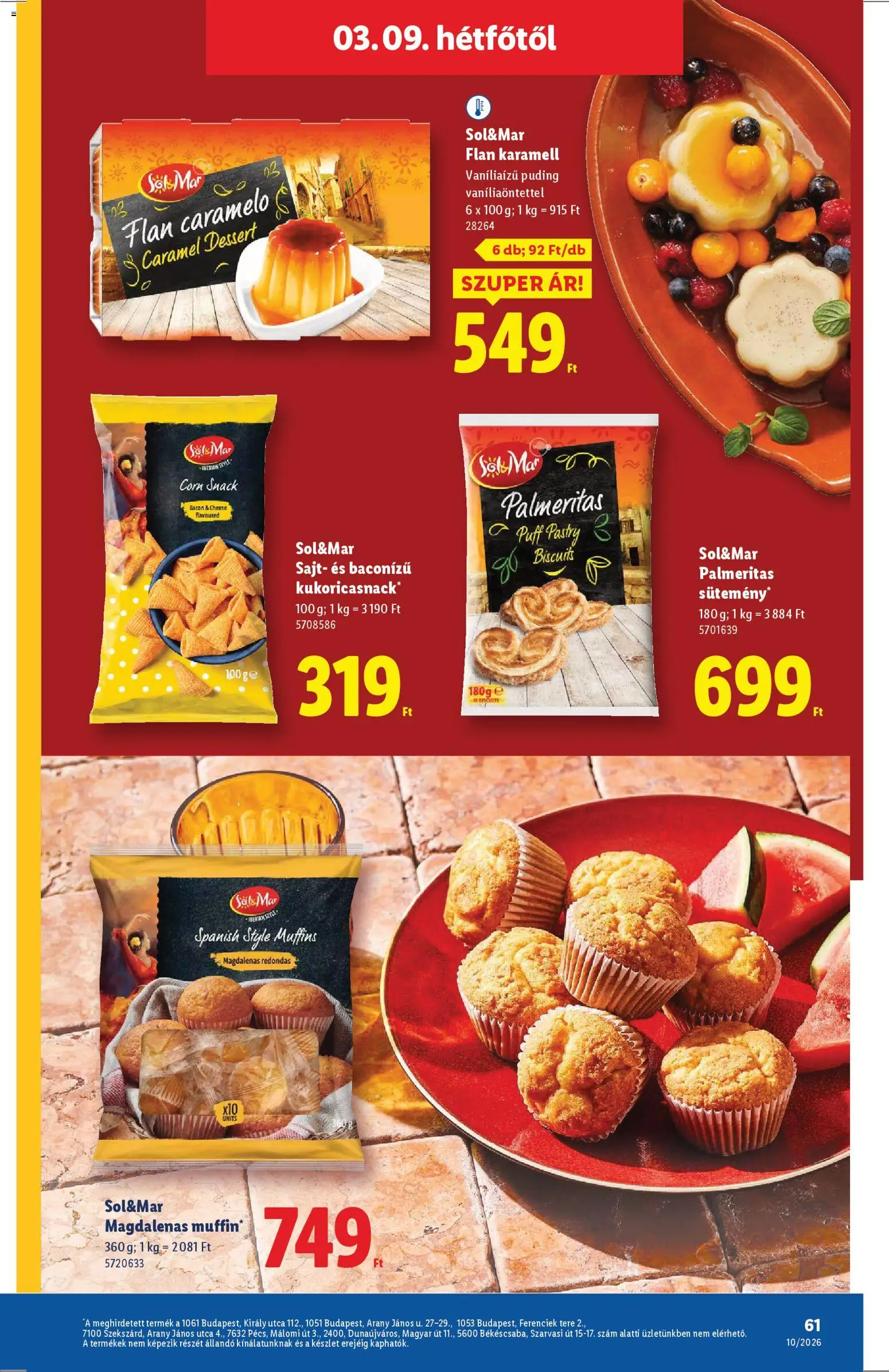 Lidl akciós ujság - amely érvényes a következő dátumtól: 05.03.2026 | Oldal: 61 | Termékek: Bacon, Sajt, Puff, Sütemény