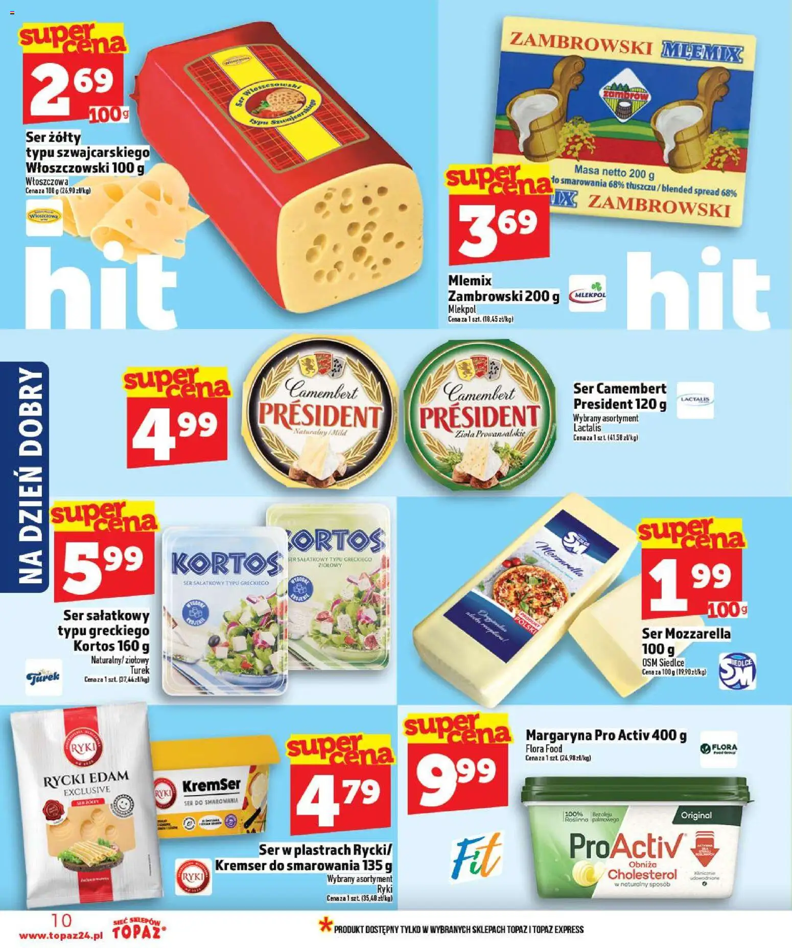 Topaz Gazetka MAZ od 02.01.2026 | Strona: 10 | Produkty: Camembert, Margaryna, Ser, Mozzarella