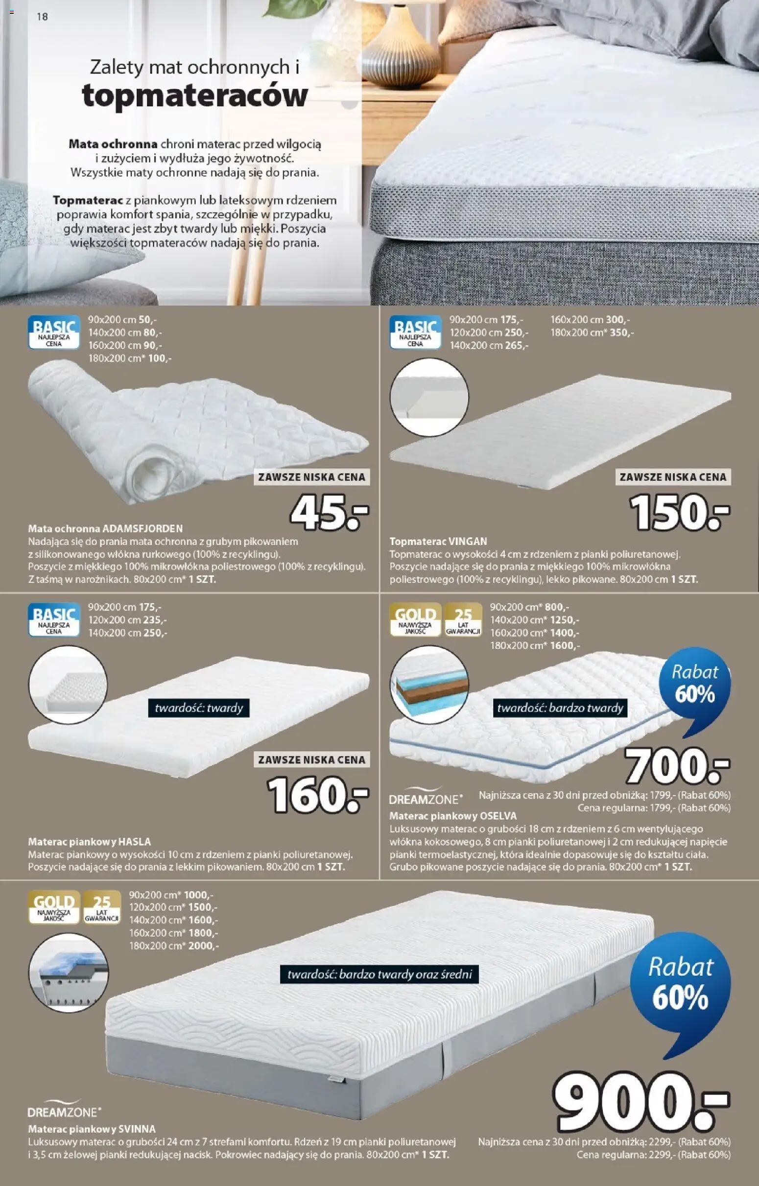JYSK gazetka od 22.04.2026 | Strona: 18 | Produkty: Materac, Pianki