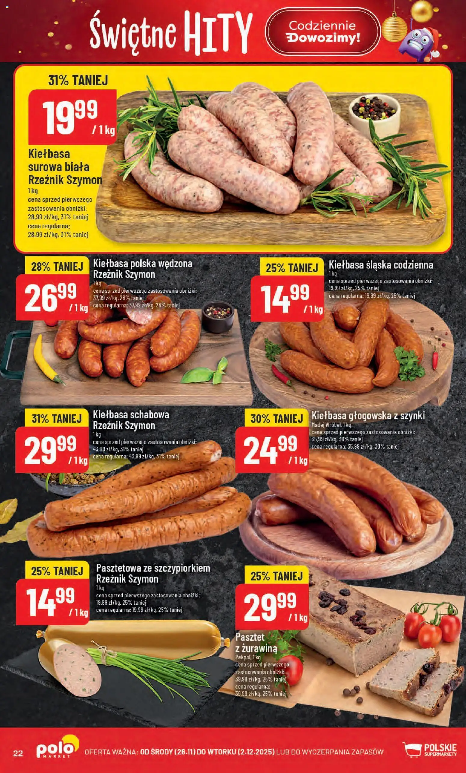 POLOmarket Black Friday od 26.11.2025 | Strona: 22 | Produkty: Kiełbasa, Kiełbasa śląska, Żurawina