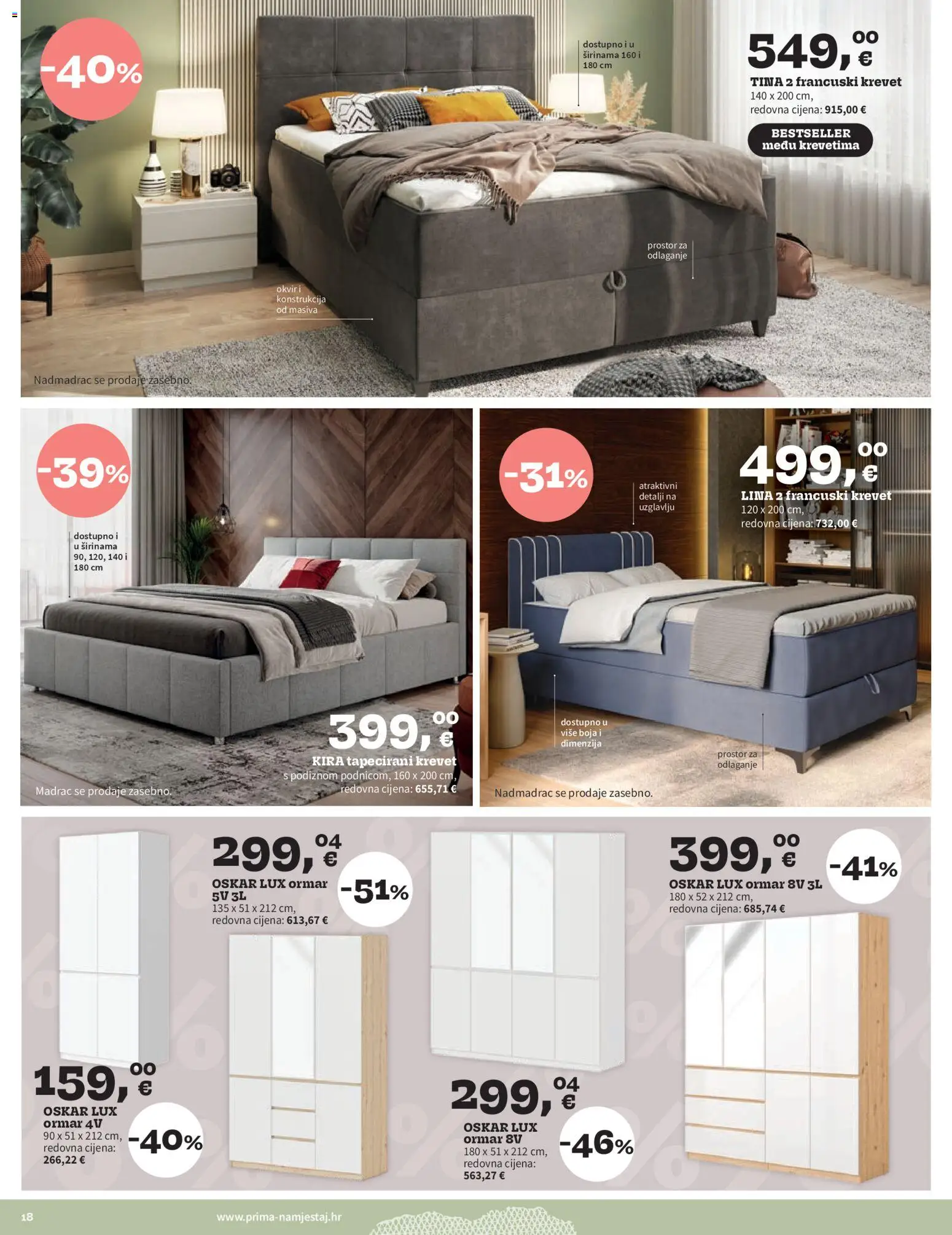 Prima katalog | vrijedi od 01.03.2026 | Stranica: 18 | Proizvodi: Krevet, Madrac, Ormar, Francuski krevet