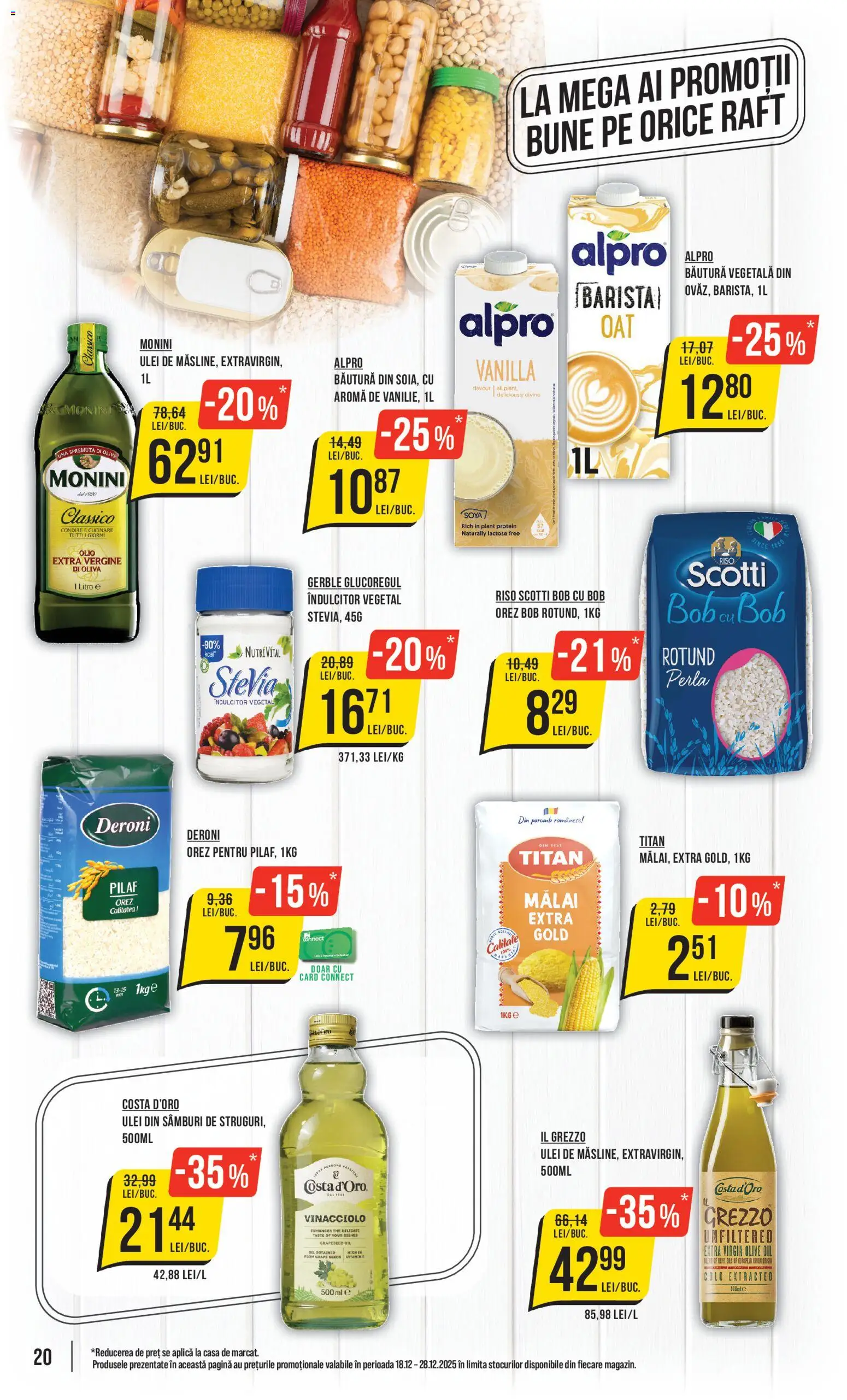 Noul catalog Mega Image – valabil de la 18.12.2025 | Pagină: 20 | Produse: Ulei, Orez, Mălai, Porumb