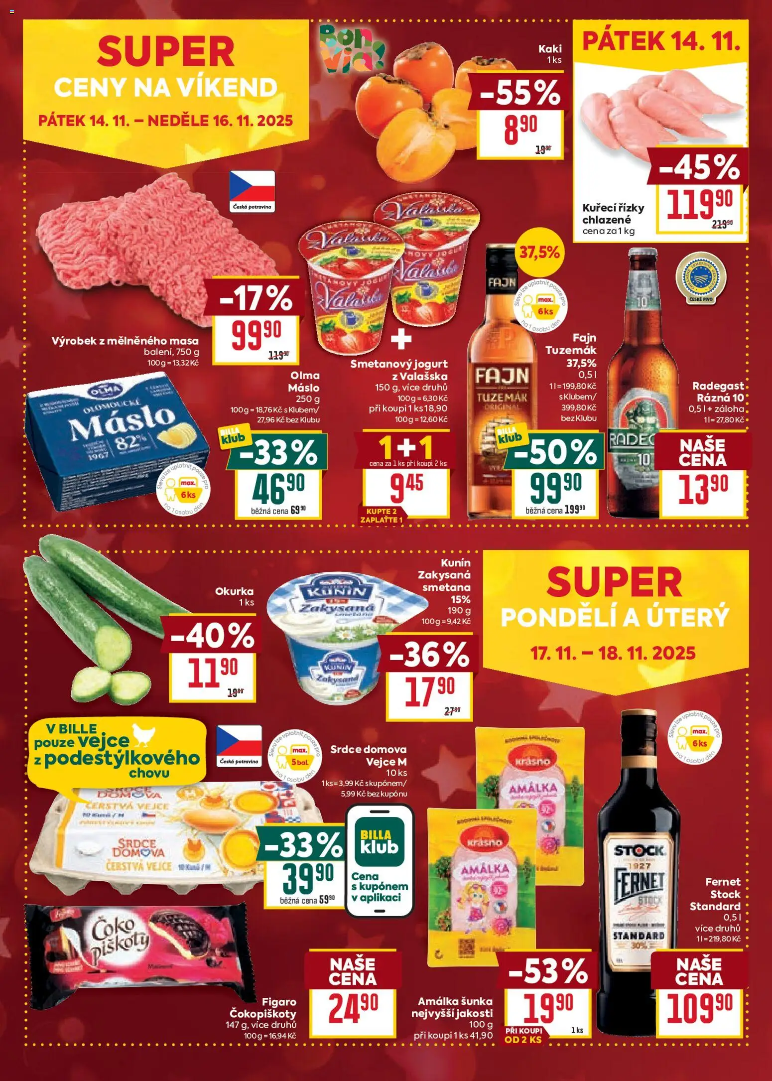 Billa Malý leták od 12.11.2025 | Strana: 4 | Produkty: Máslo, Jogurt, Piškoty, Fernet