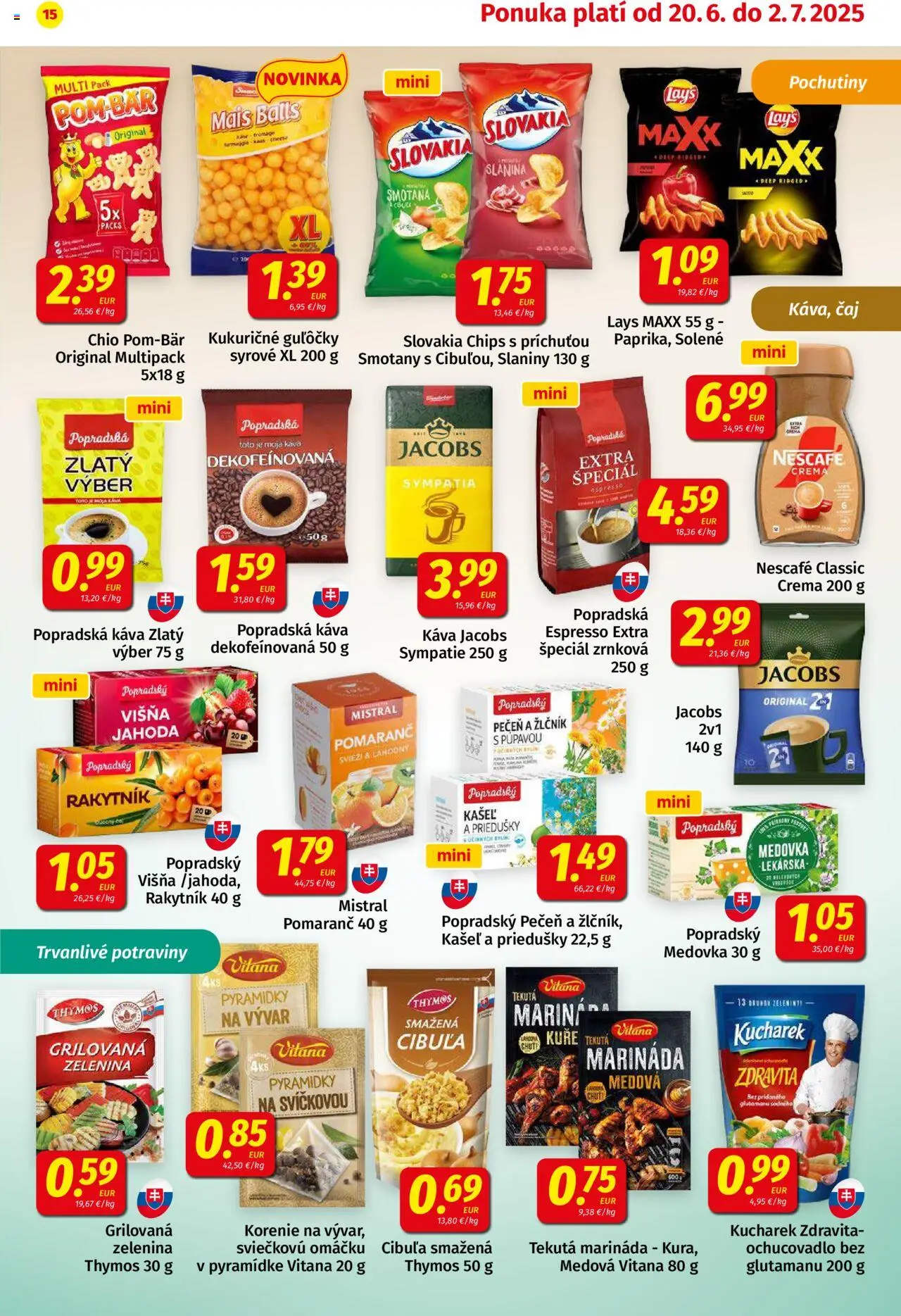 Koruna leták │ platný od 20.06.2025 | Strana: 15 | Produkty: Káva, Popradská káva, Čaj, Korenie