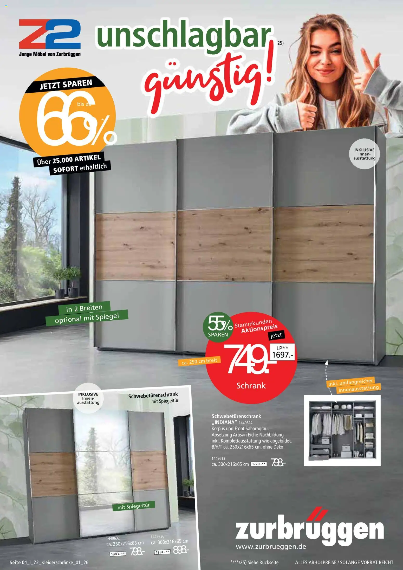 Zurbrüggen Prospekt 	 – gültig ab 24.01.2026 | Seite: 1 | Produkte: Schwebetürenschrank, Schrank, Spiegel