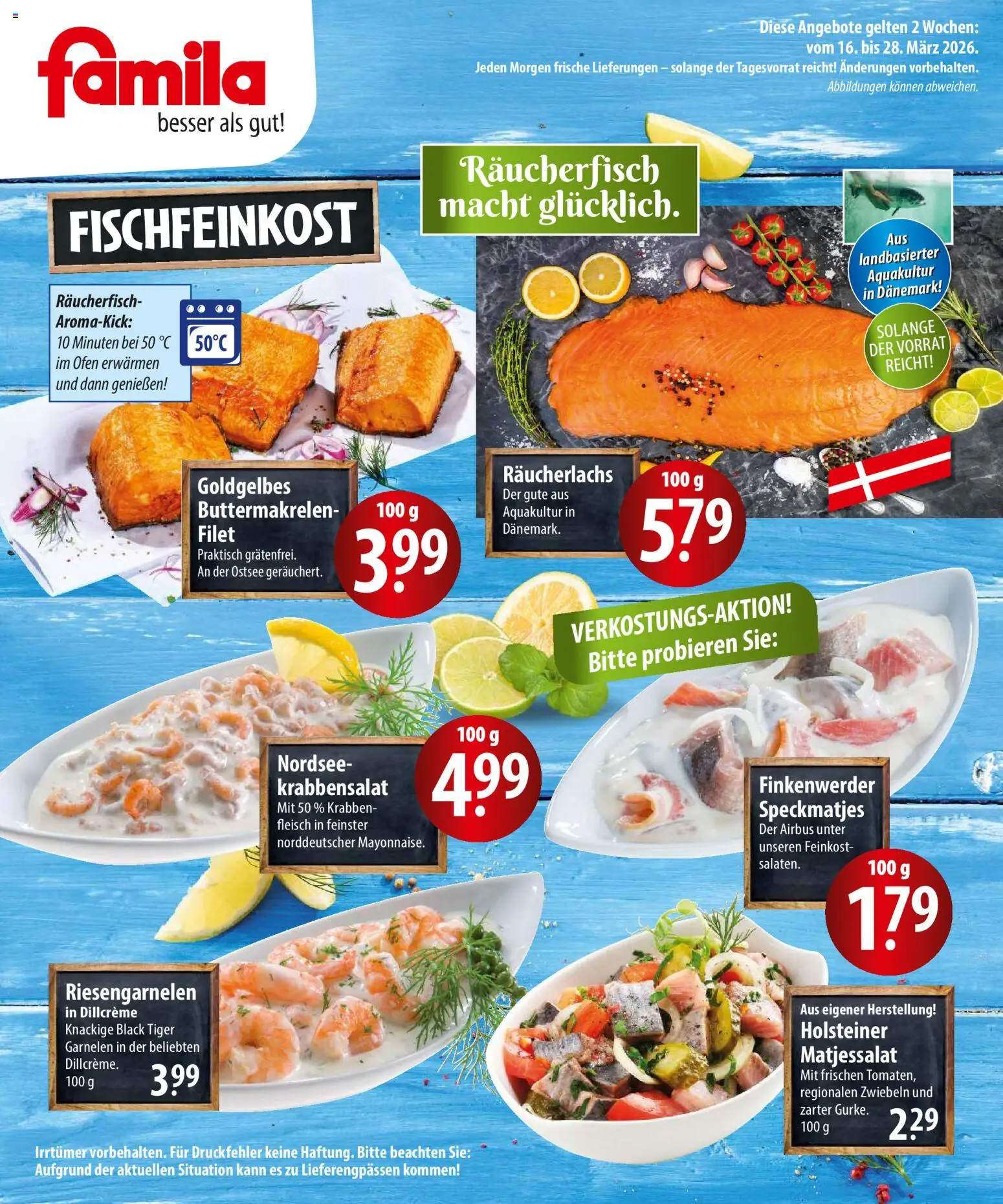 Famila  Fischmarkt – gültig ab 16.03.2026 | Seite: 2 | Produkte: Ofen, Garnelen, Räucherlachs, Zwiebeln