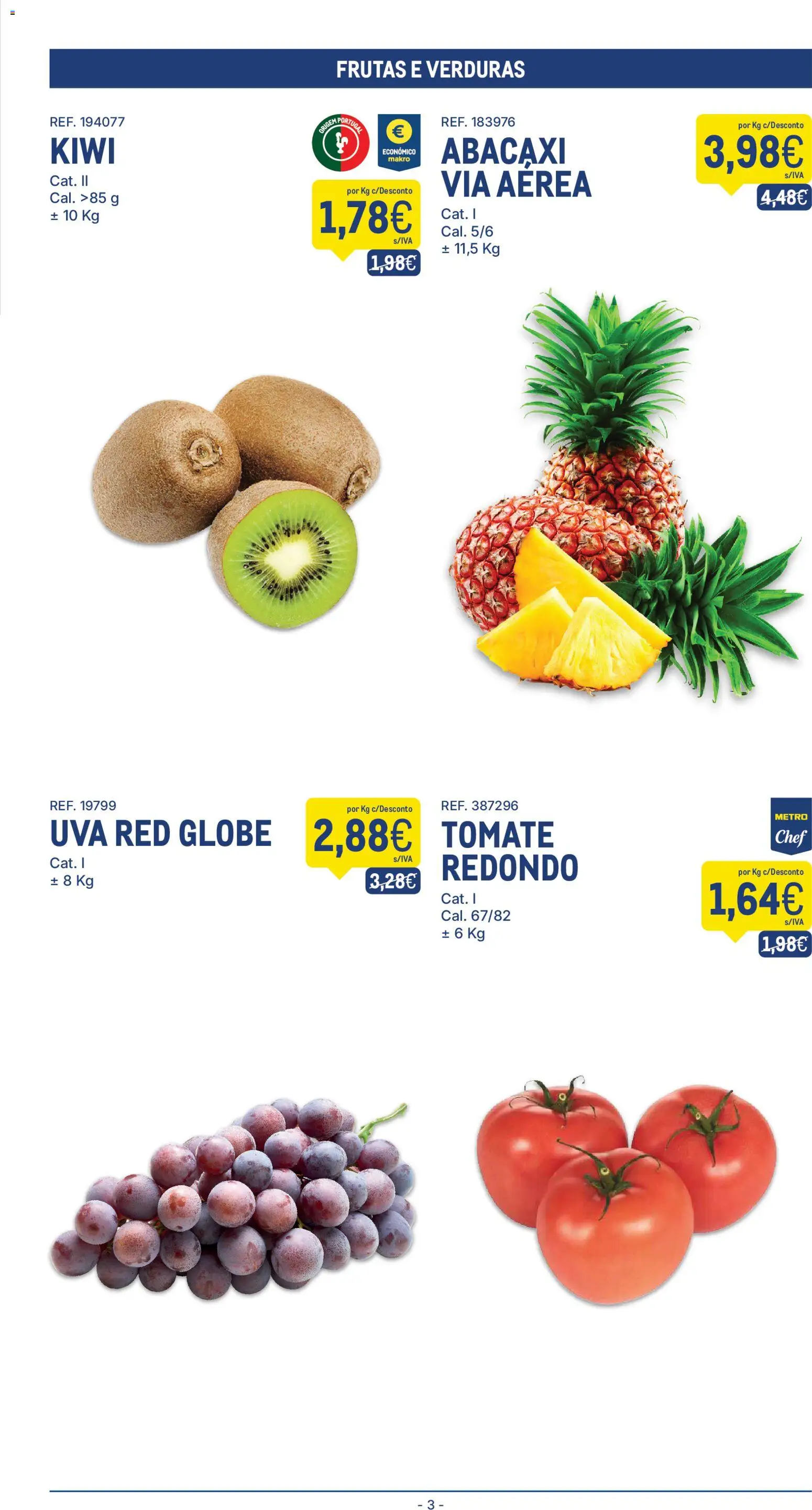 Makro folheto │ válido de 20.01.2026 | Página: 3 | Produtos: Tomate, Abacaxi, Kiwi