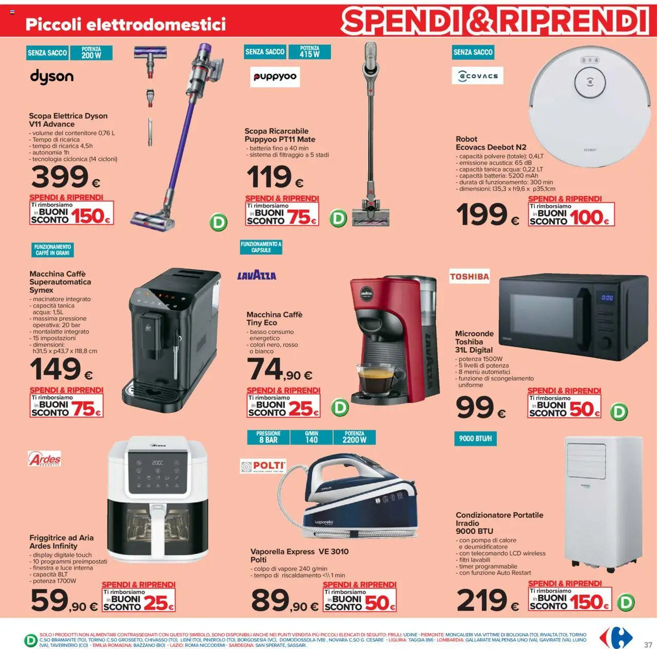 Volantino Carrefour del 05.05.2025 | Pagina: 37 | Prodotti: Deumidificatore, Telecomando, Lavazza, Condizionatore