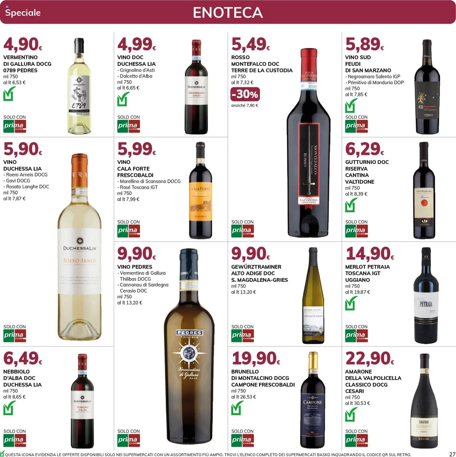 Volantino Basko del 28.10.2025 | Pagina: 27 | Prodotti: Vino, Enoteca