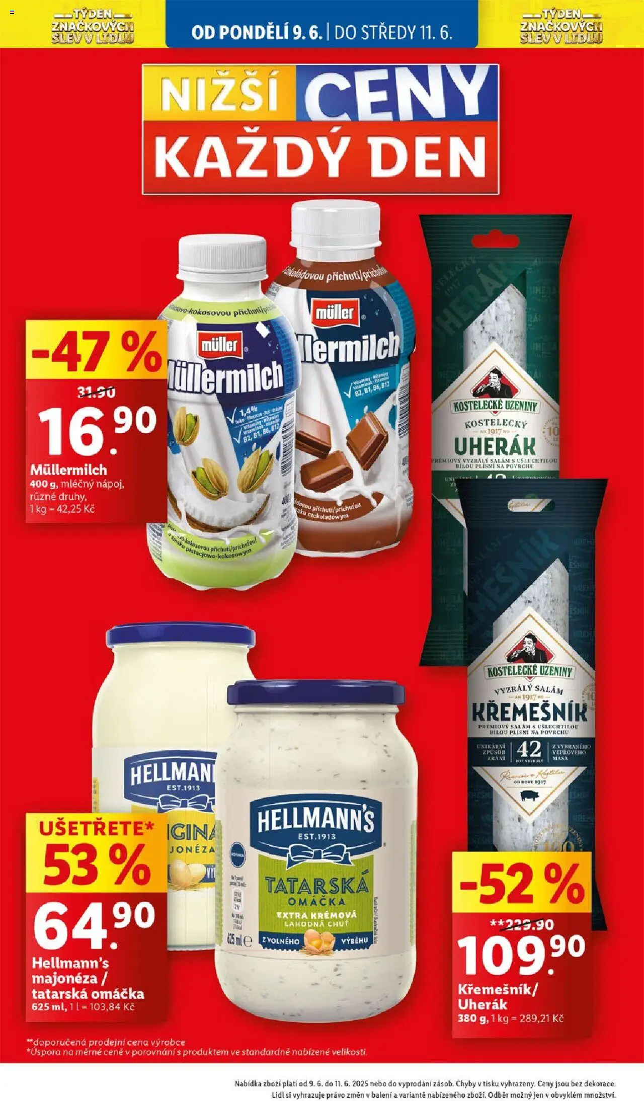 Lidl leták od 09.06.2025 | Strana: 2 | Produkty: Uherák, Salám, Hellmann's, Majonéza