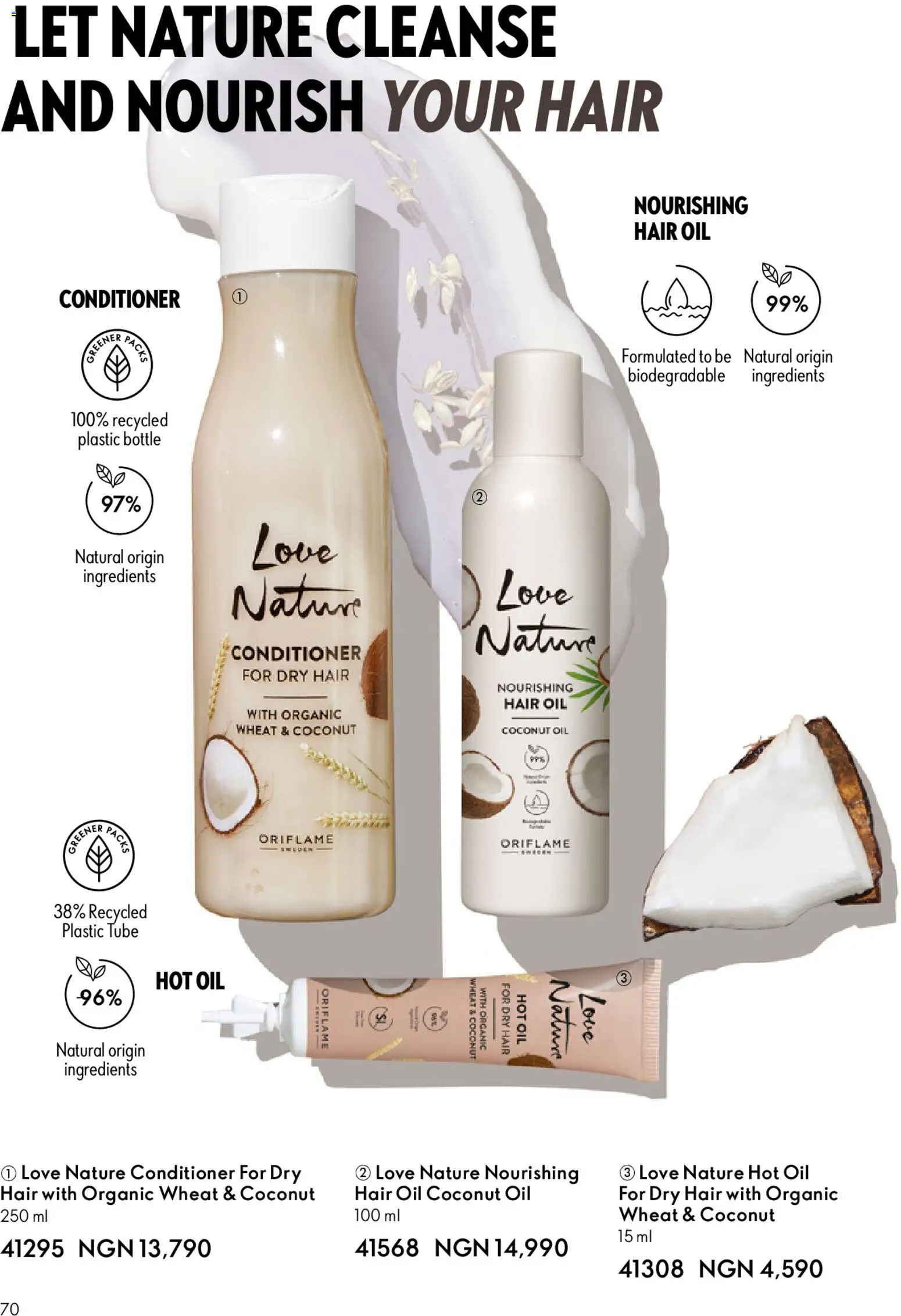 Oriflame Catalogue 2/2026 valid from 01.04.2026 | Page: 70 | Products: Conditioner, Hair oil, Odstranjivač mrlja, Kuhača