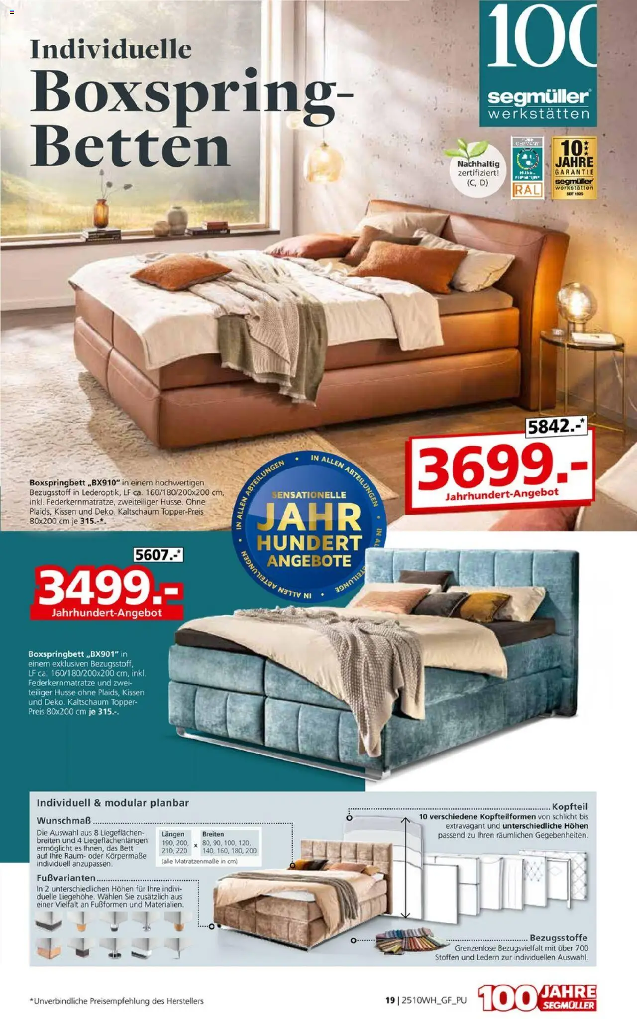 Segmüller Wohndesign – gültig ab 27.09.2025 | Seite: 39 | Produkte: Bett, Kissen, Boxspringbett, Topper