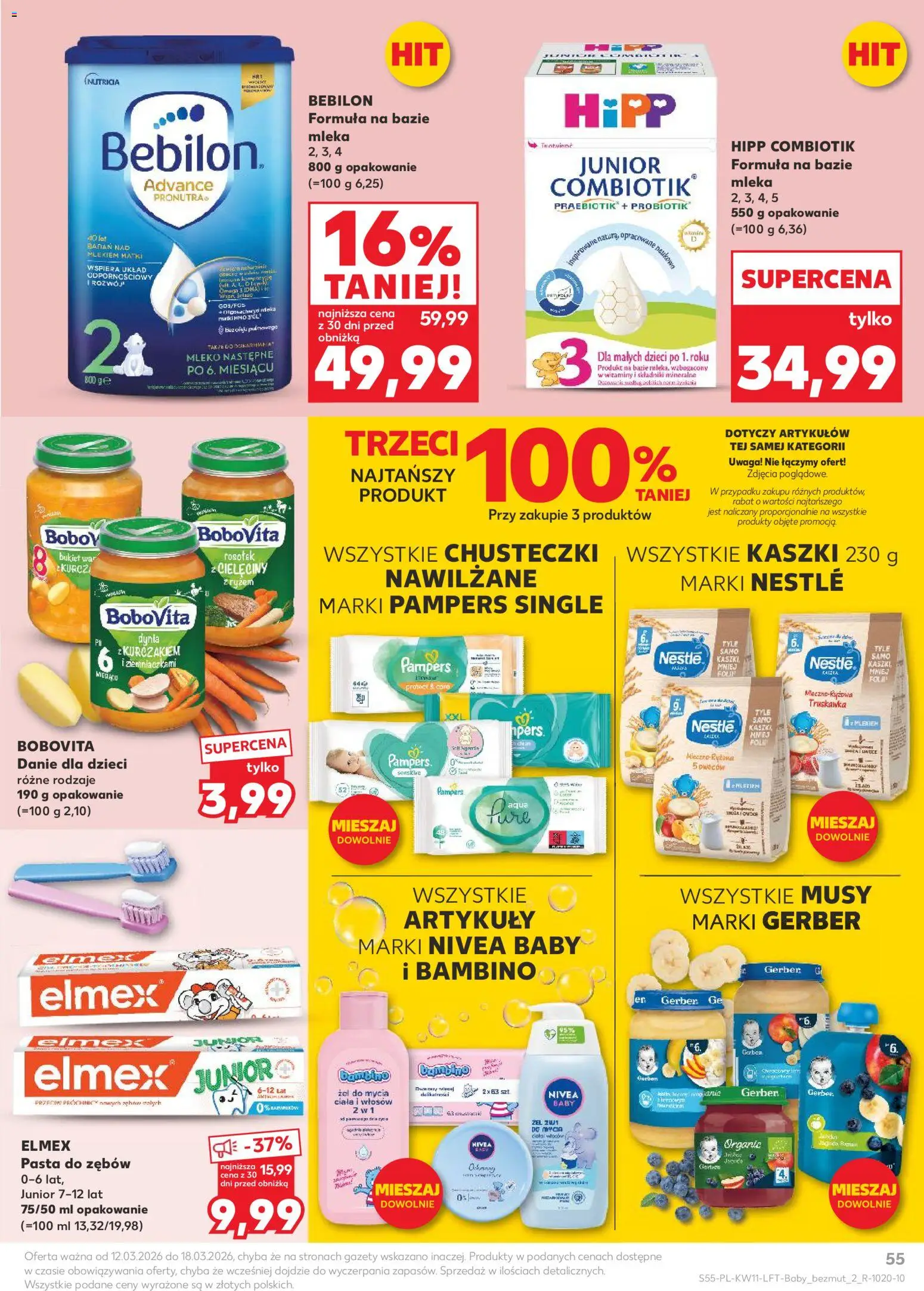 Kaufland gazetka od 12.03.2026 | Strona: 55 | Produkty: Mleka, Pampers, Mleko, Pasta do zębów