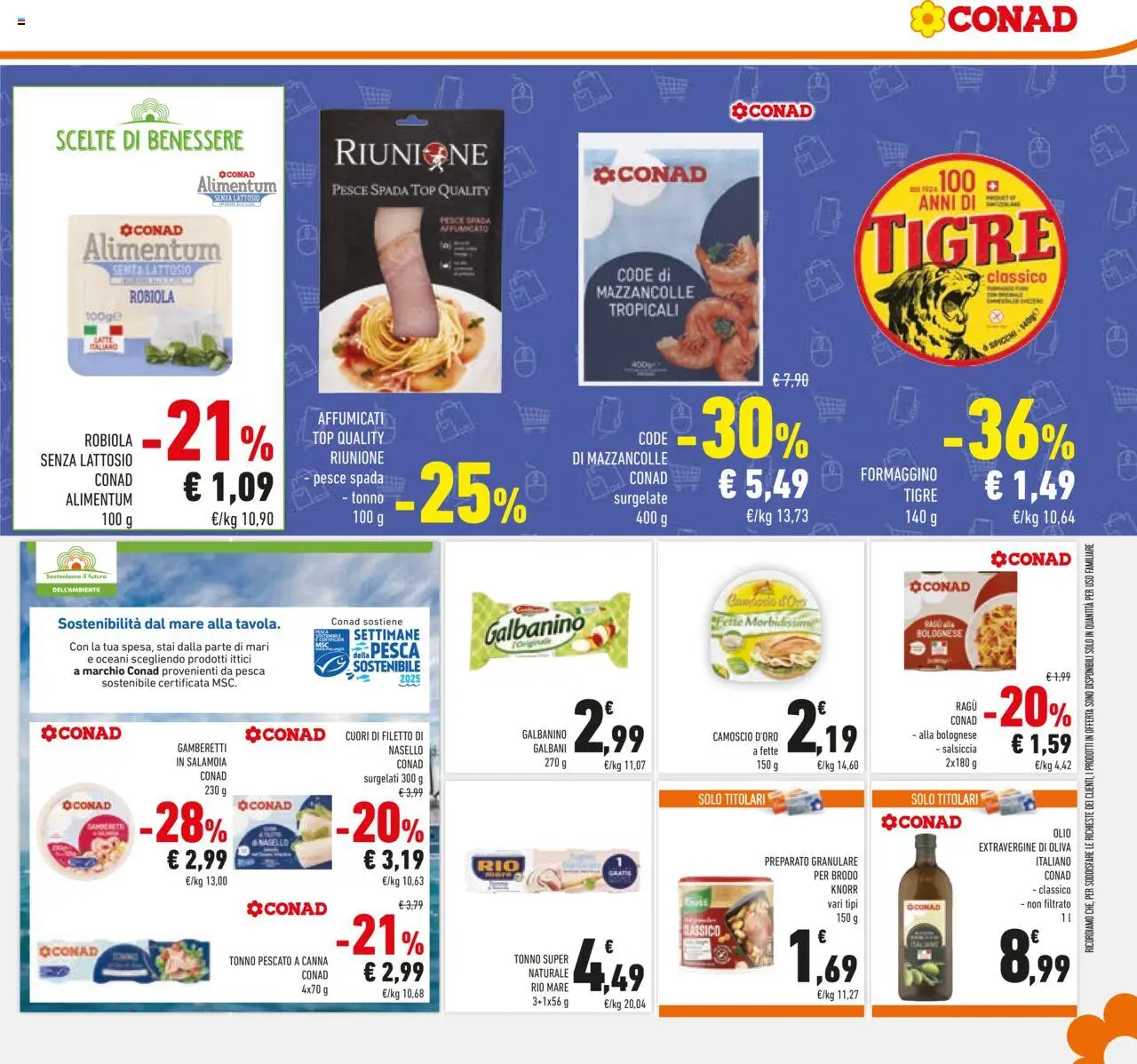 Volantino Conad del 08.10.2025 | Pagina: 35 | Prodotti: Pesce, Mazzancolle, Top, Robiola