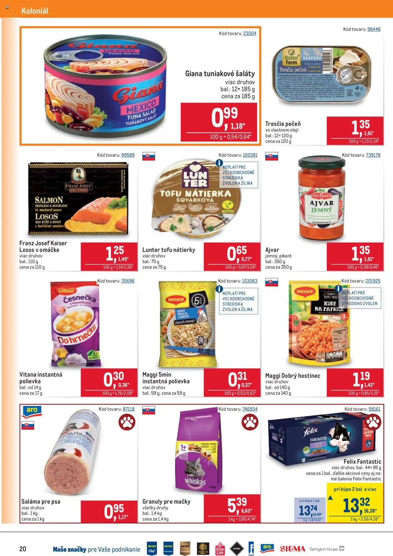 Nové Metro akcie – leták je platný od 10.09.2025 | Strana: 20 | Produkty: Felix, Tofu, Whiskas, Šalát