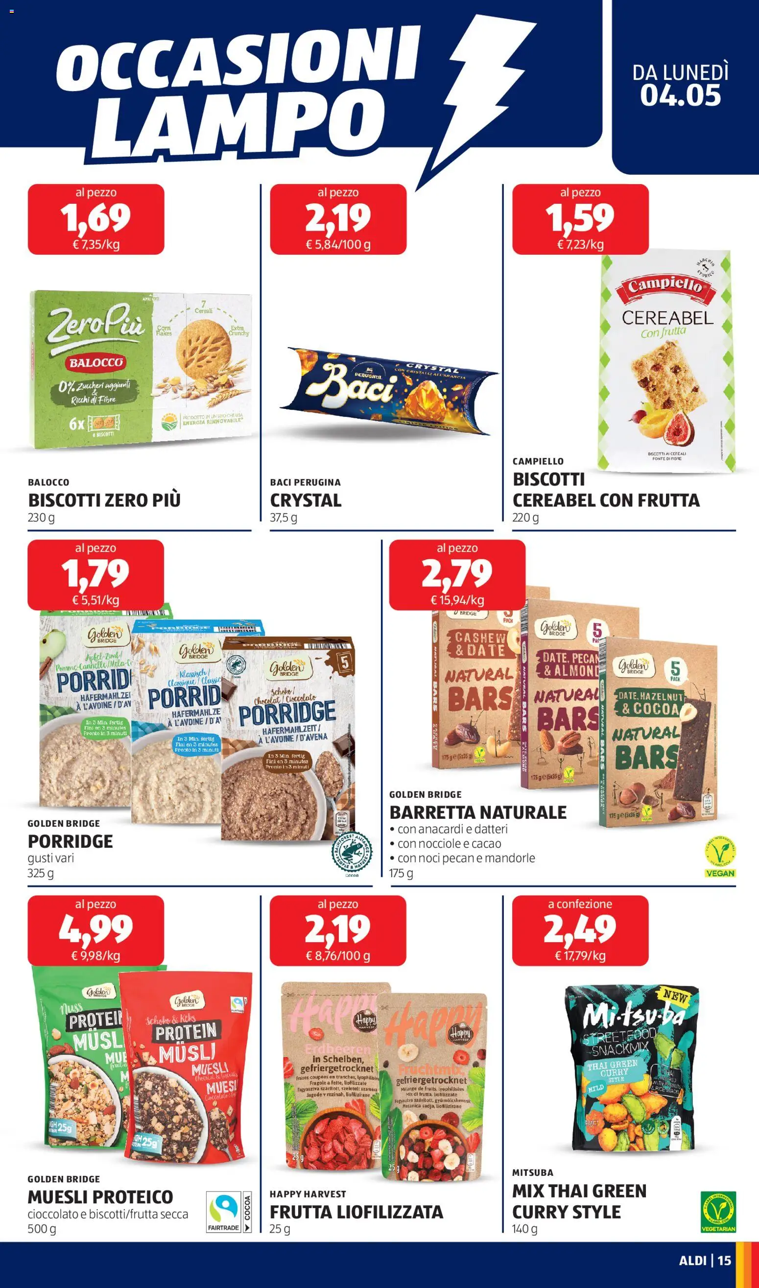 Volantino Aldi del 04.05.2026 | Pagina: 15 | Prodotti: Cereali, Frutta, Noci, Cacao