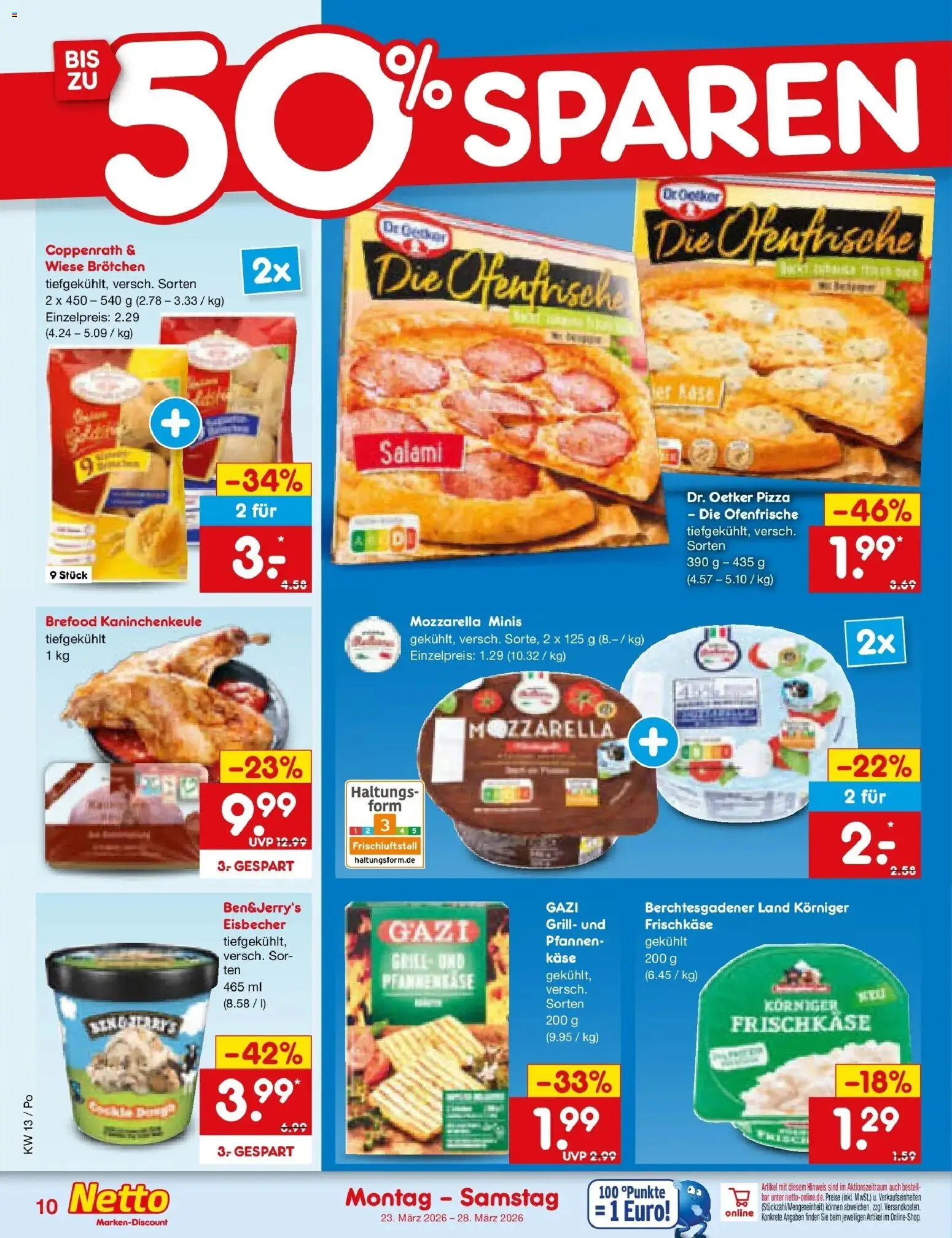 Netto Marken-Discount Prospekt Regensburg	 – gültig ab 23.03.2026 | Seite: 10 | Produkte: Grill, Salami, Pizza, Frischkase