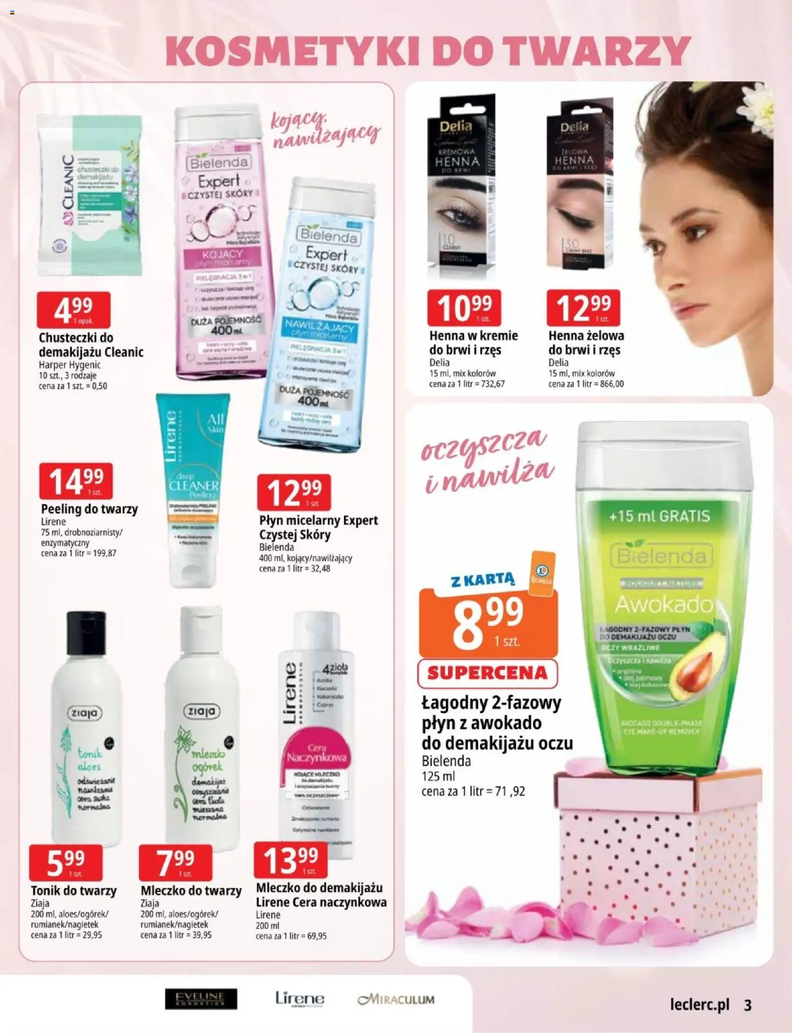 E.Leclerc gazetka - Zielona Góra od 03.03.2026 | Strona: 3 | Produkty: Kosmetyki, Płyn do demakijażu, Peeling, Tonik