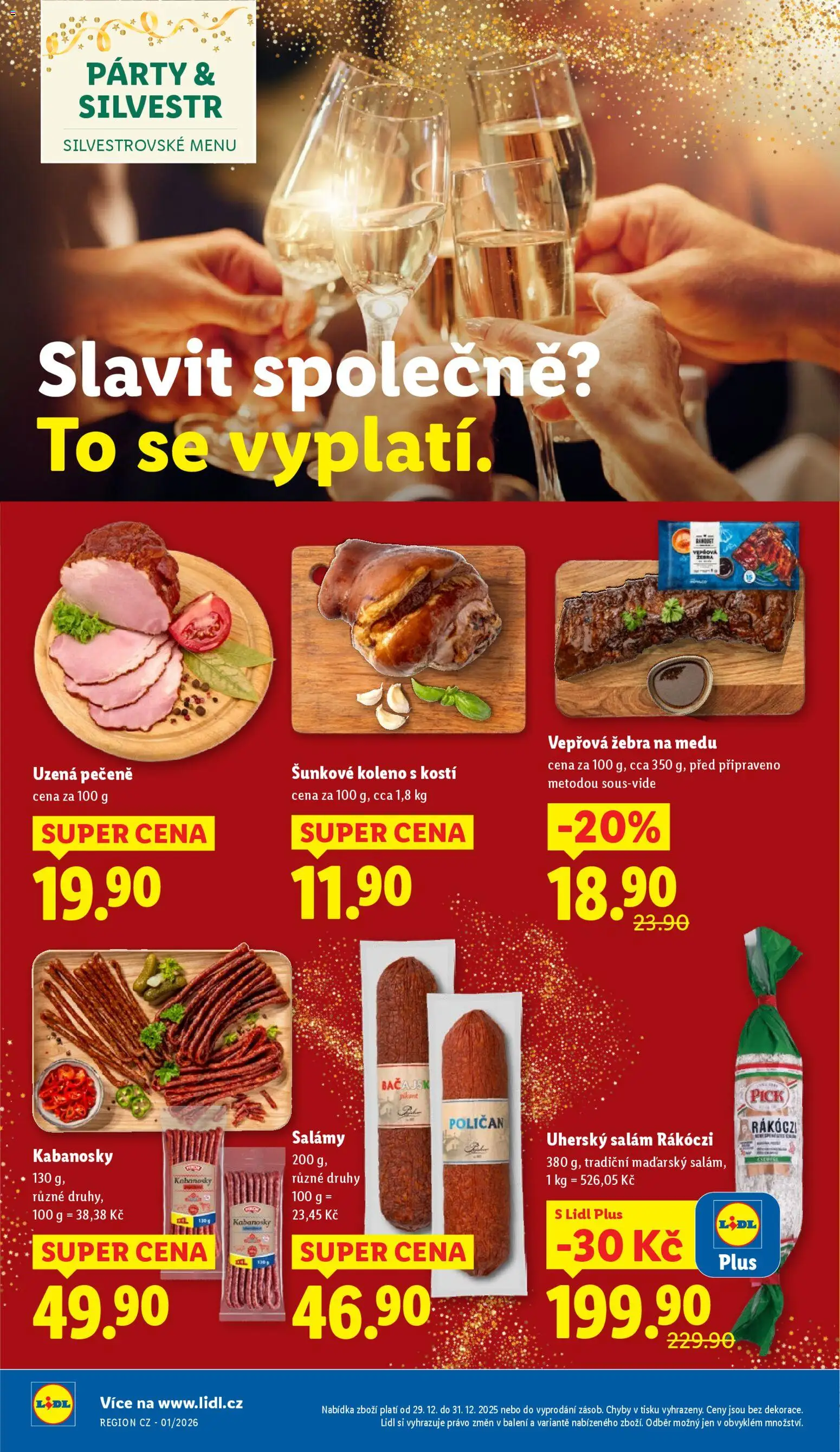 Lidl leták od 29.12.2025 | Strana: 16 | Produkty: Salám, Uherský salám, Kabanosky, Vepřová žebra