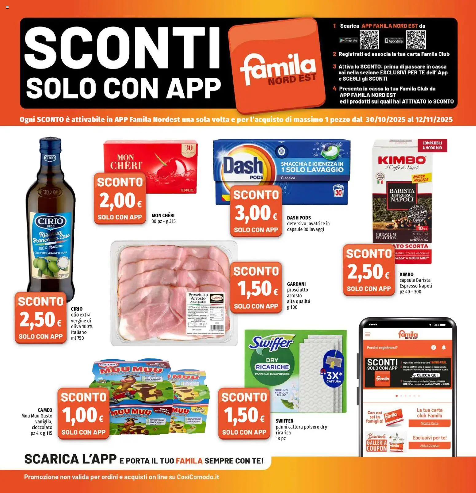 Volantino Famila del 30.10.2025 | Pagina: 21 | Prodotti: Tè, Prosciutto, Lavatrice, Olio extra vergine