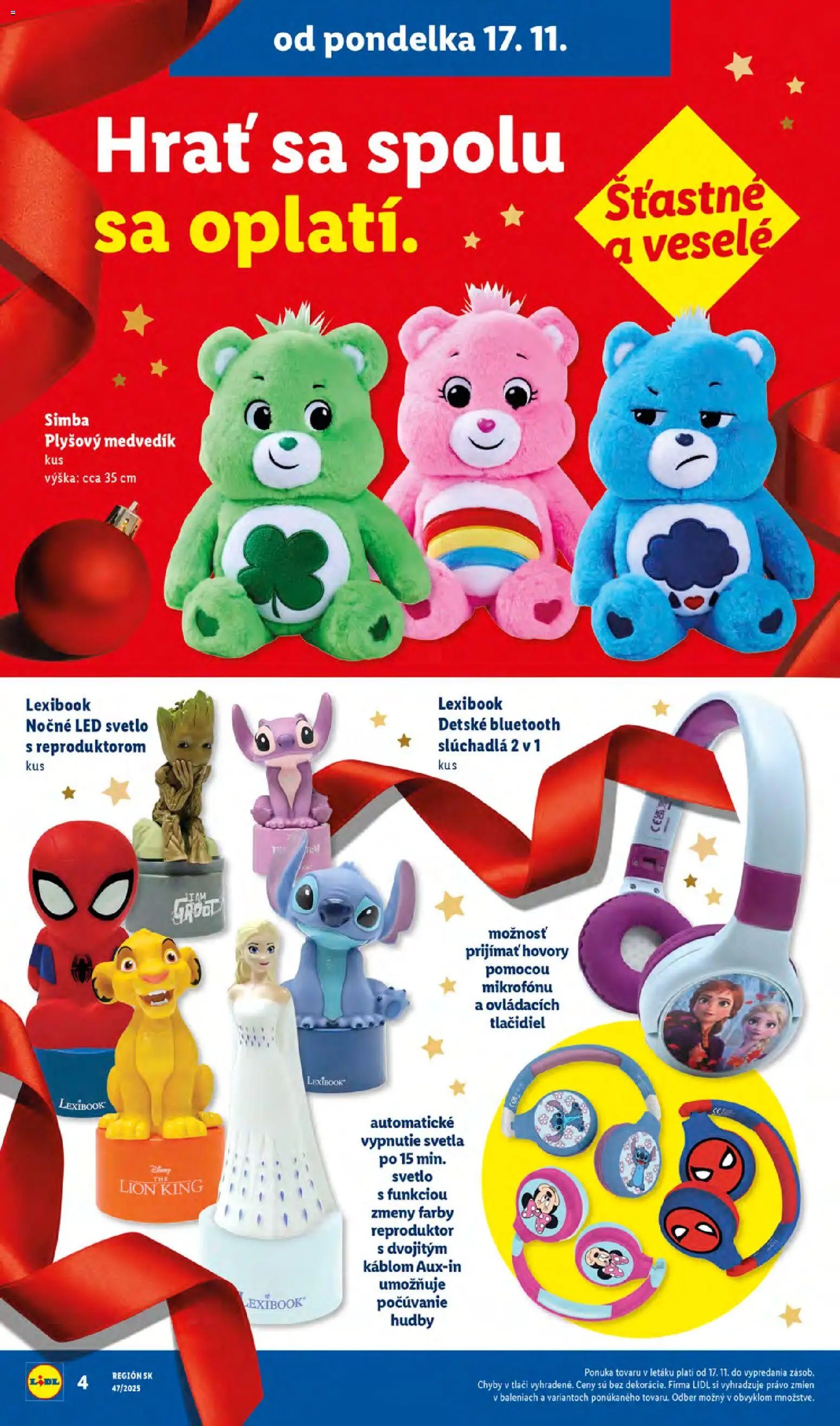 Nové Lidl akcie – leták je platný od 24.11.2025 | Strana: 4 | Produkty: Svetlo, Slúchadlá, Led