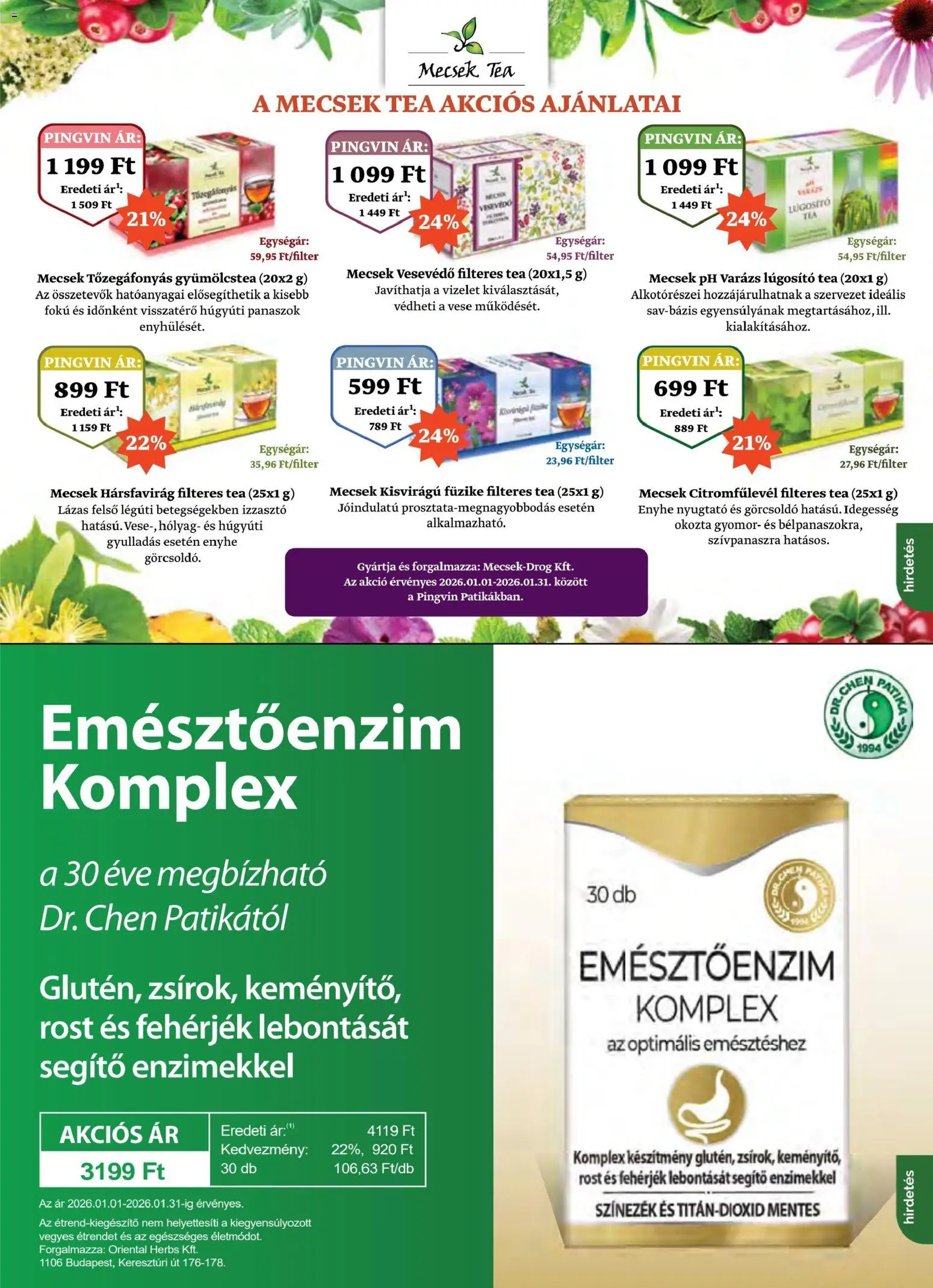 Pingvin Patika akciós ujság - amely érvényes a következő dátumtól: 01.01.2026 | Oldal: 15 | Termékek: Gyümölcstea, Tea