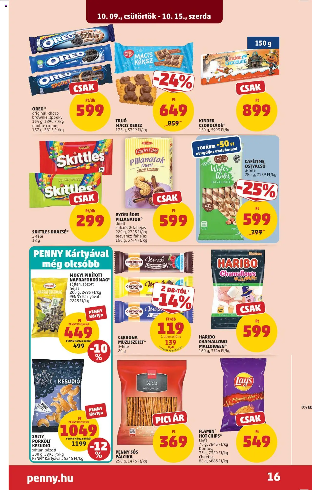 PENNY akciós ujság - amely érvényes a következő dátumtól: 09.10.2025 | Oldal: 20 | Termékek: Napraforgómag, Müzli, Drazsé, Keksz