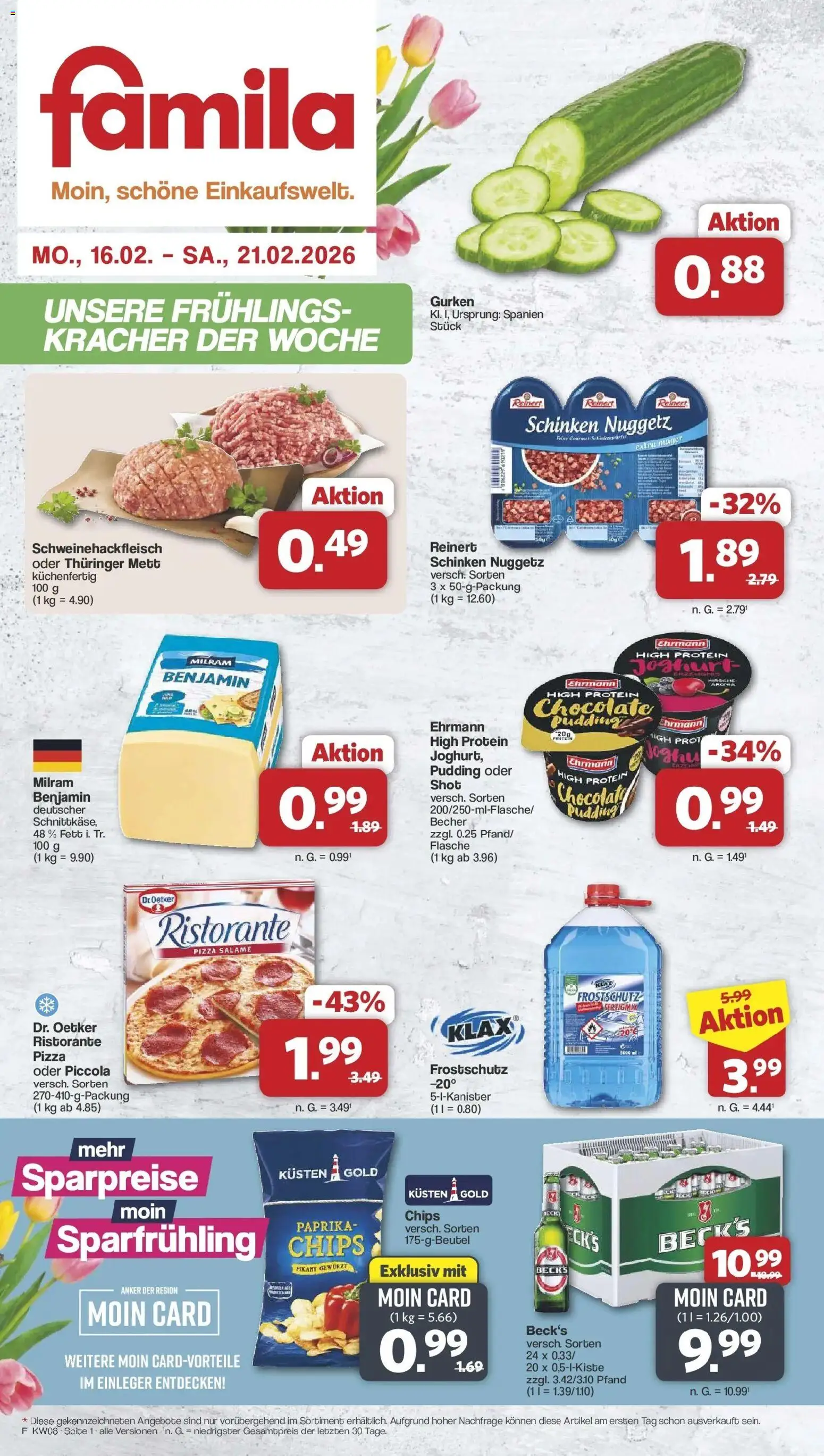Famila Nordwest - Famila: Wochenangebote – gültig ab 16.02.2026 | Seite: 1 | Produkte: Ristorante, Pudding, Schinken, Gurken