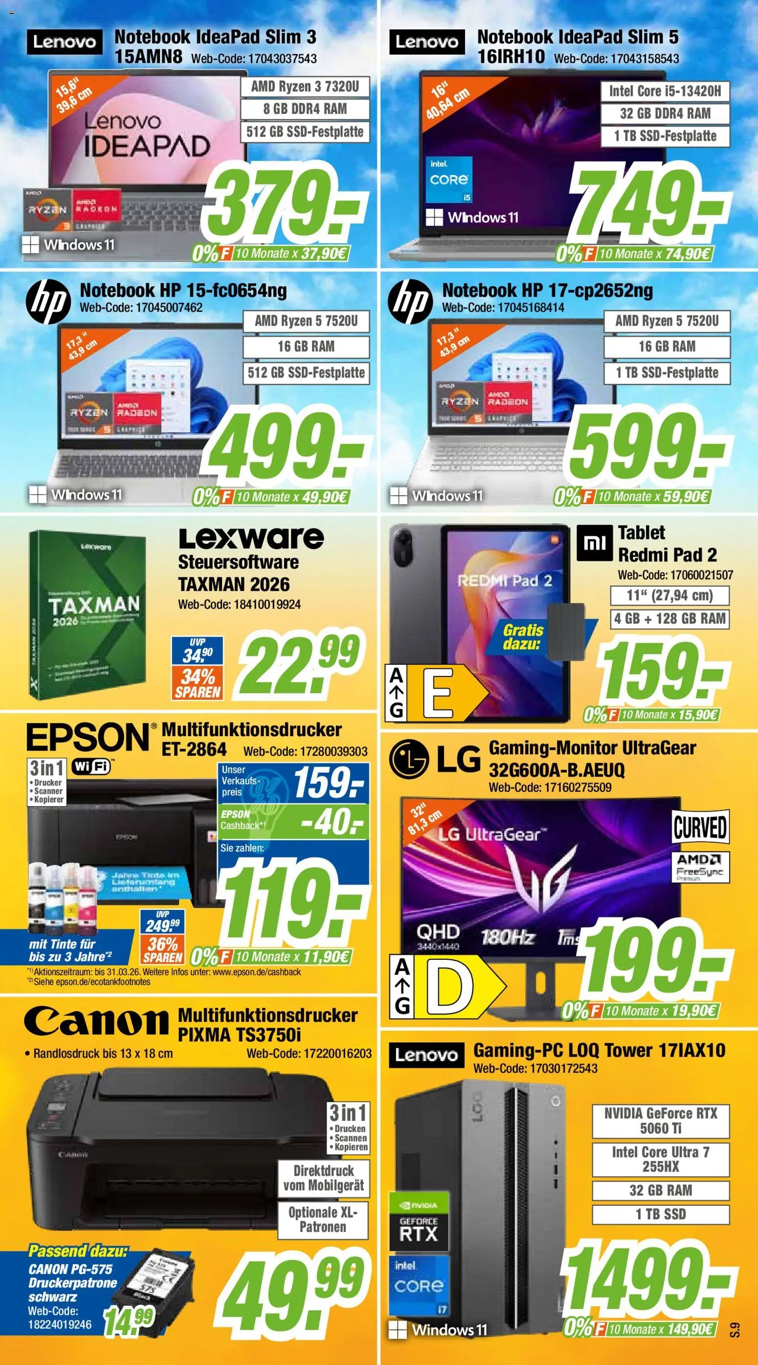 Expert Prospekt 	 – gültig ab 31.01.2026 | Seite: 9 | Produkte: Lenovo, Epson, LG, Tablet