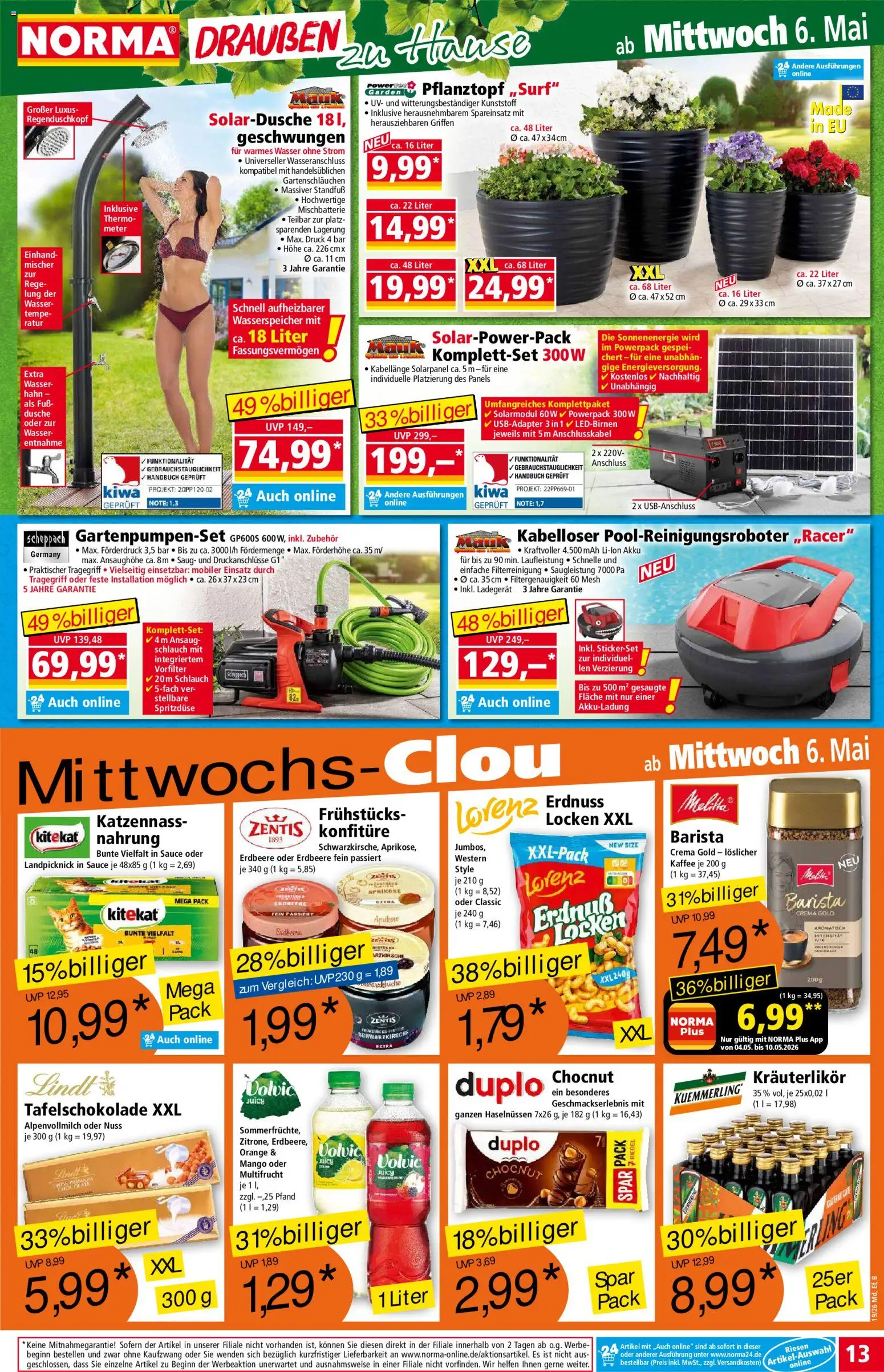 Norma Prospekt 	 – gültig ab 04.05.2026 | Seite: 13 | Produkte: Kaffee, Dusche, Mango, Ladegerät