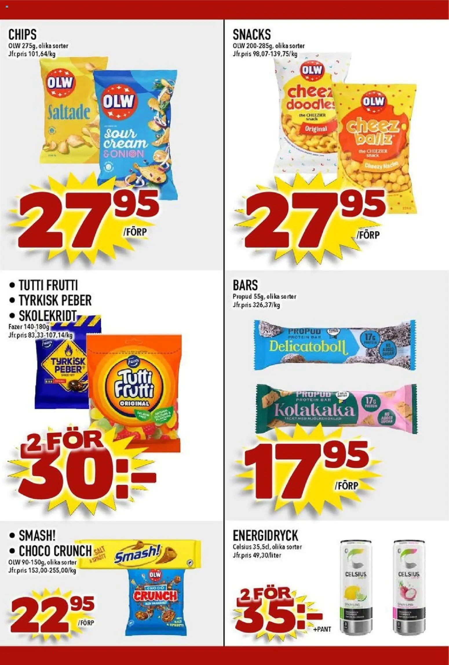Matdax reklamblad aktuell från 02.02.2026 | Sida: 21 | Produkter: Salt, Chips, Tutti frutti, Energidryck
