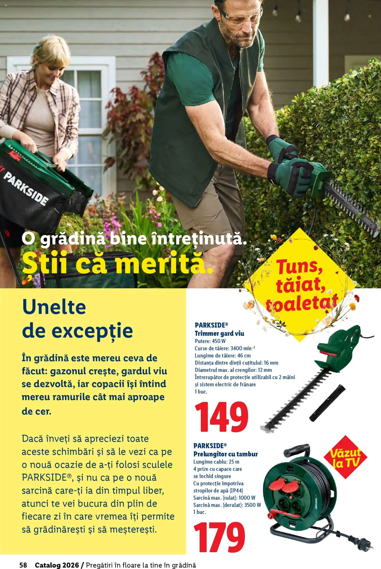 Noul catalog Lidl – valabil de la 19.02.2026 | Pagină: 58 | Produse: Trimmer, Prelungitor, Cablu, Apă