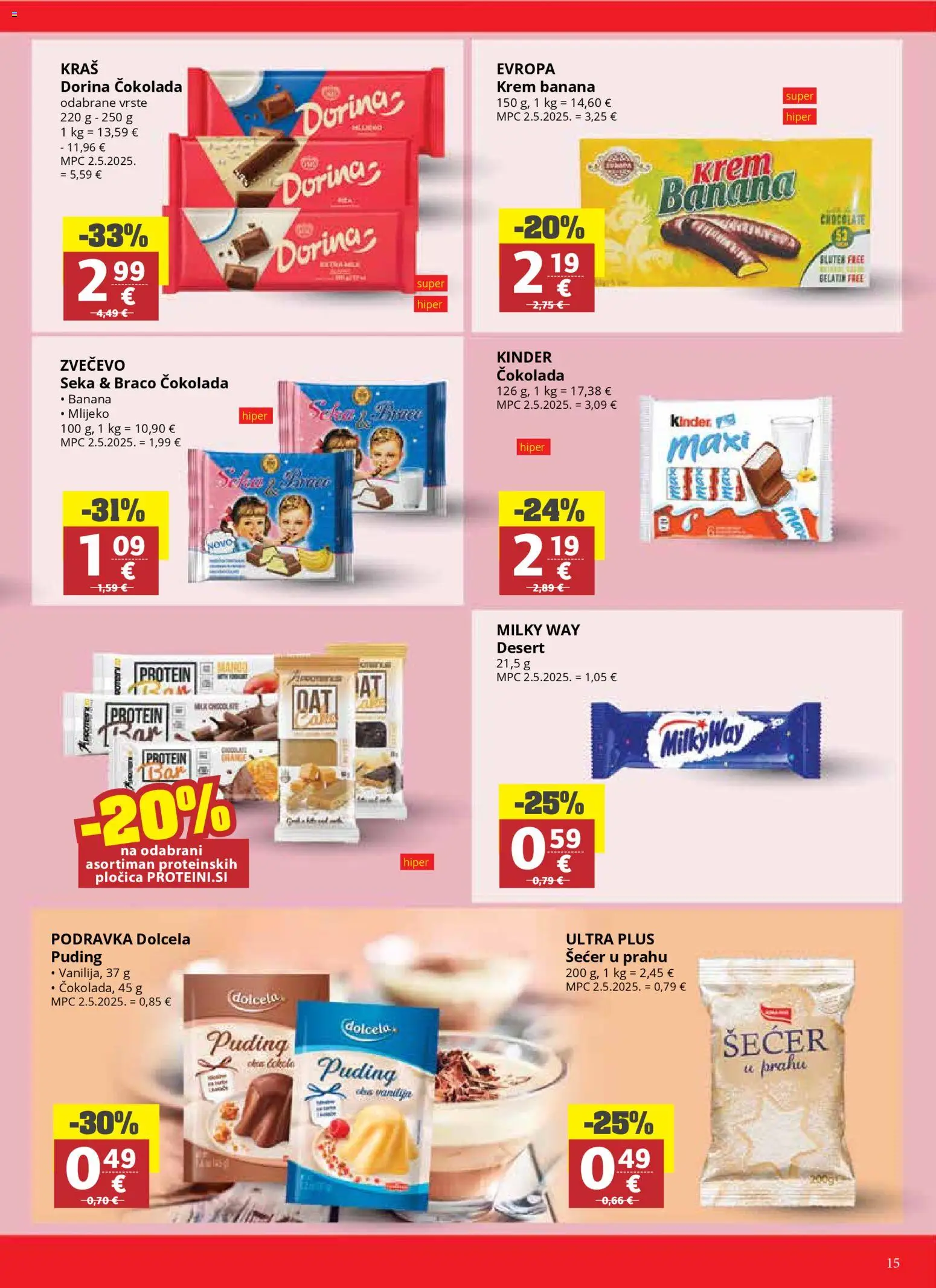 Ribola katalog | vrijedi od 08.04.2026 | Stranica: 15 | Proizvodi: Mlijeko, Čokolada, Šećer, Šećer u prahu