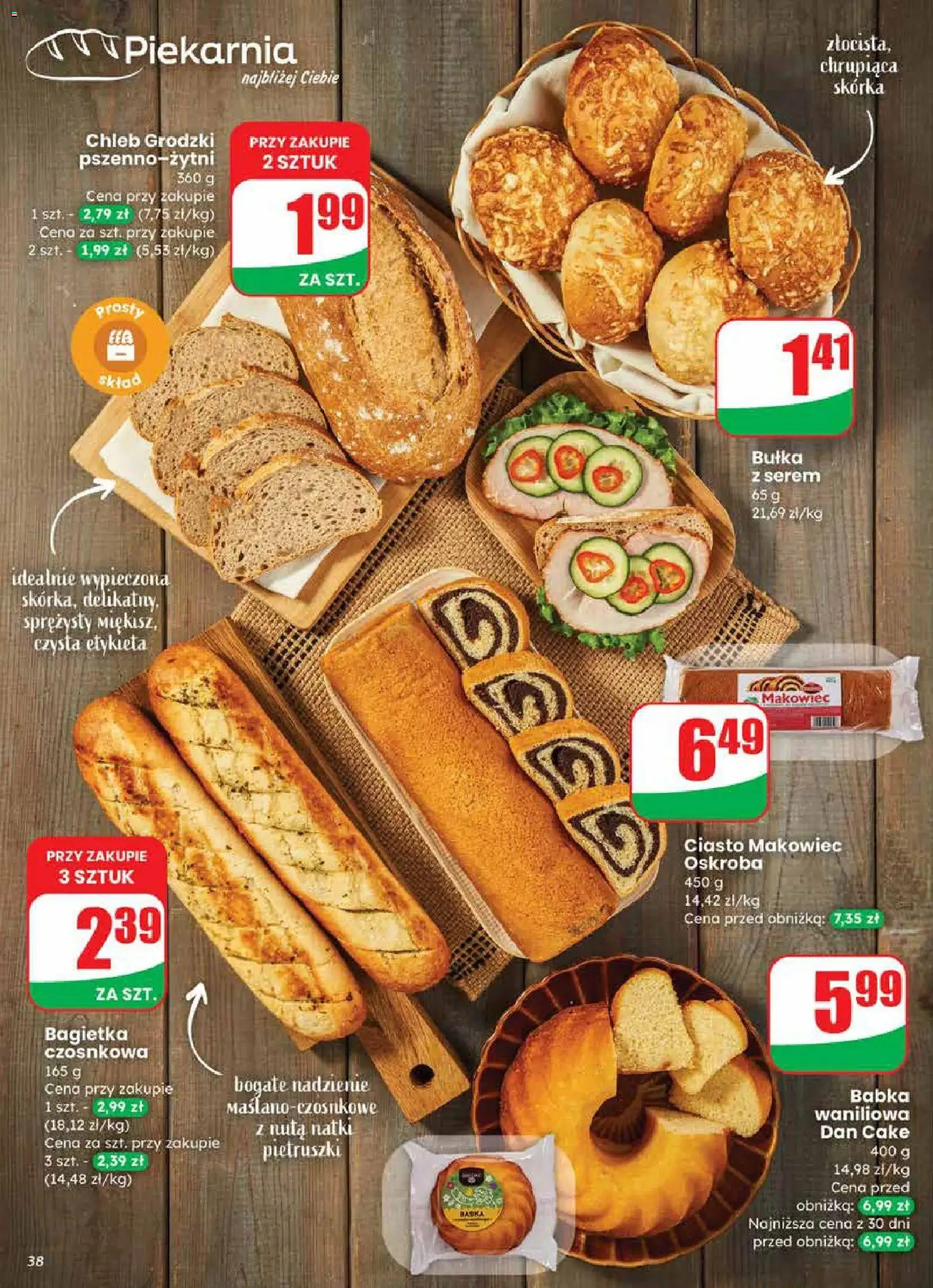 Dino gazetka od 18.03.2026 | Strona: 38 | Produkty: Bagietka czosnkowa, Bagietka, Babka, Chleb