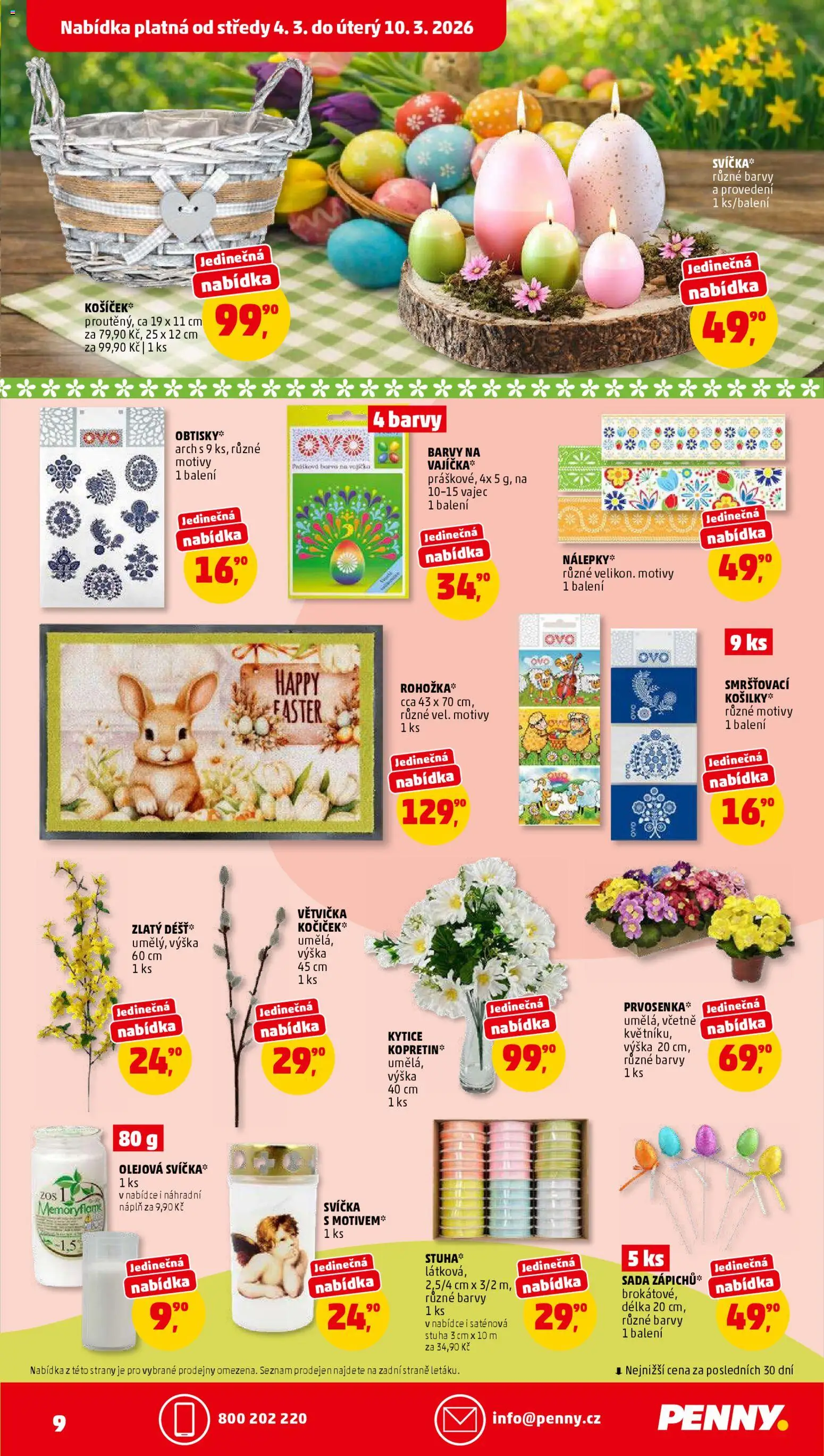 Penny Market leták od 04.03.2026 | Strana: 9 | Produkty: Svíčka, Kytice, Barvy